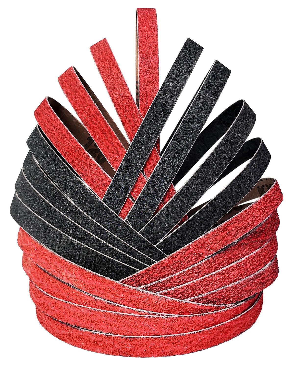 ABRTEN 1/2 x 18 Inch Sanding Belts 20 Pack, Assorted Grits (60, 80, 120 Ceramic; 180, 240 Silicon Carbide) for Metal & Wood, Compatible with WEN 6307,