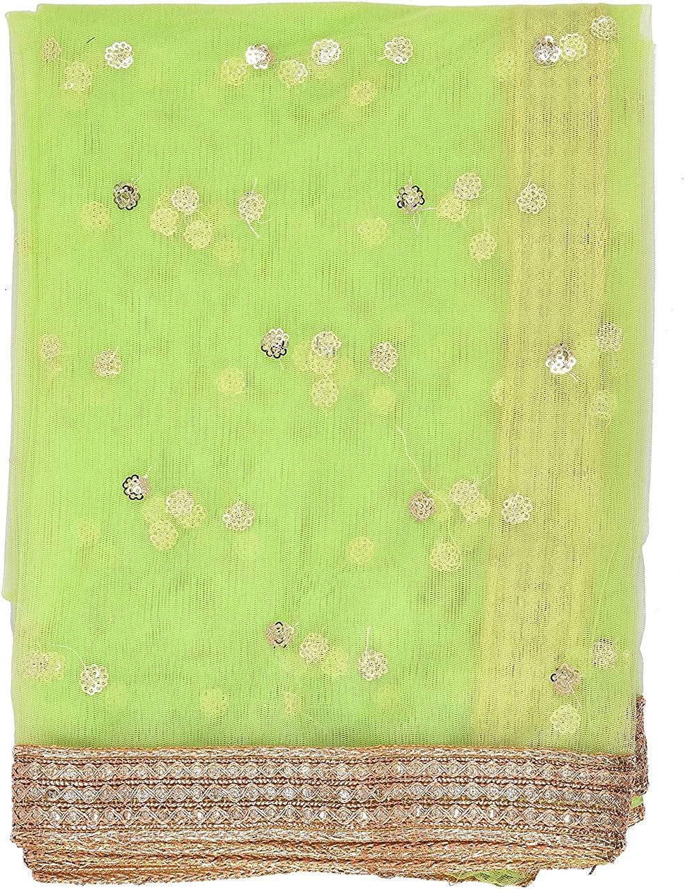 themilestocks Woman's Embellished Net Dupatta Scarf Shawl Wrap Soft Indian Bridal Wedding - Image 5