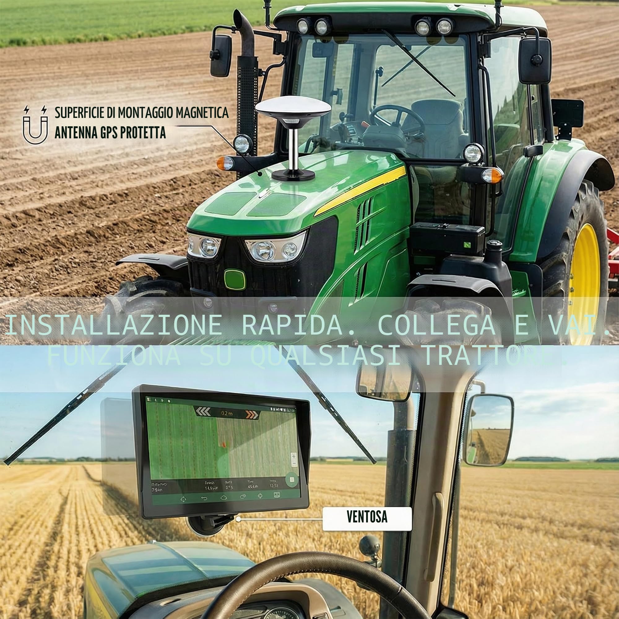 Navigatore GPS per Trattore per l’Agricoltura di Precisione, Navigatore Agricolo GNSS con Schermo Touch da 9", Adatto a Irrorazione, Aratura e Semina, Posizionamento Automatico
