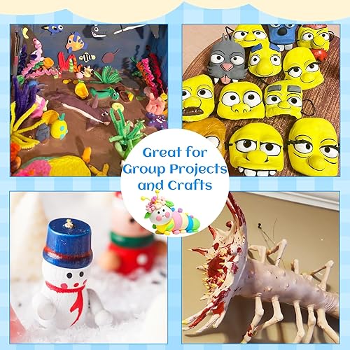 Miniatura 7 de Paquete de 50 arcillas de espuma blanca al aire seco, arcillas moldeables suaves y ligeras de 21 onzas con 3 cuchillos para esculpir para niños,