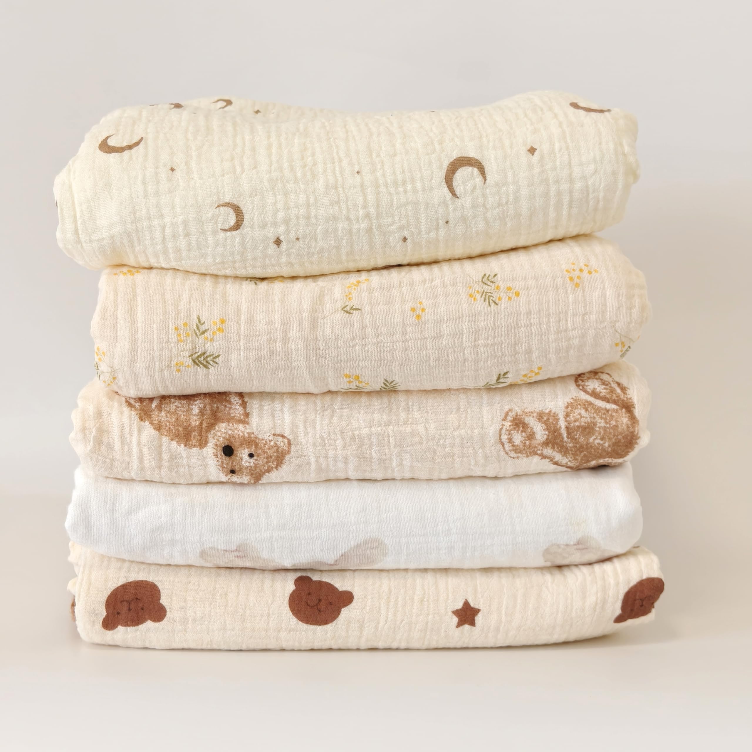 Baby Soft Muslin Thick Blanket Cotton and Dotted Backing Double Layer Receiving Blanket 40"x40" Bunny