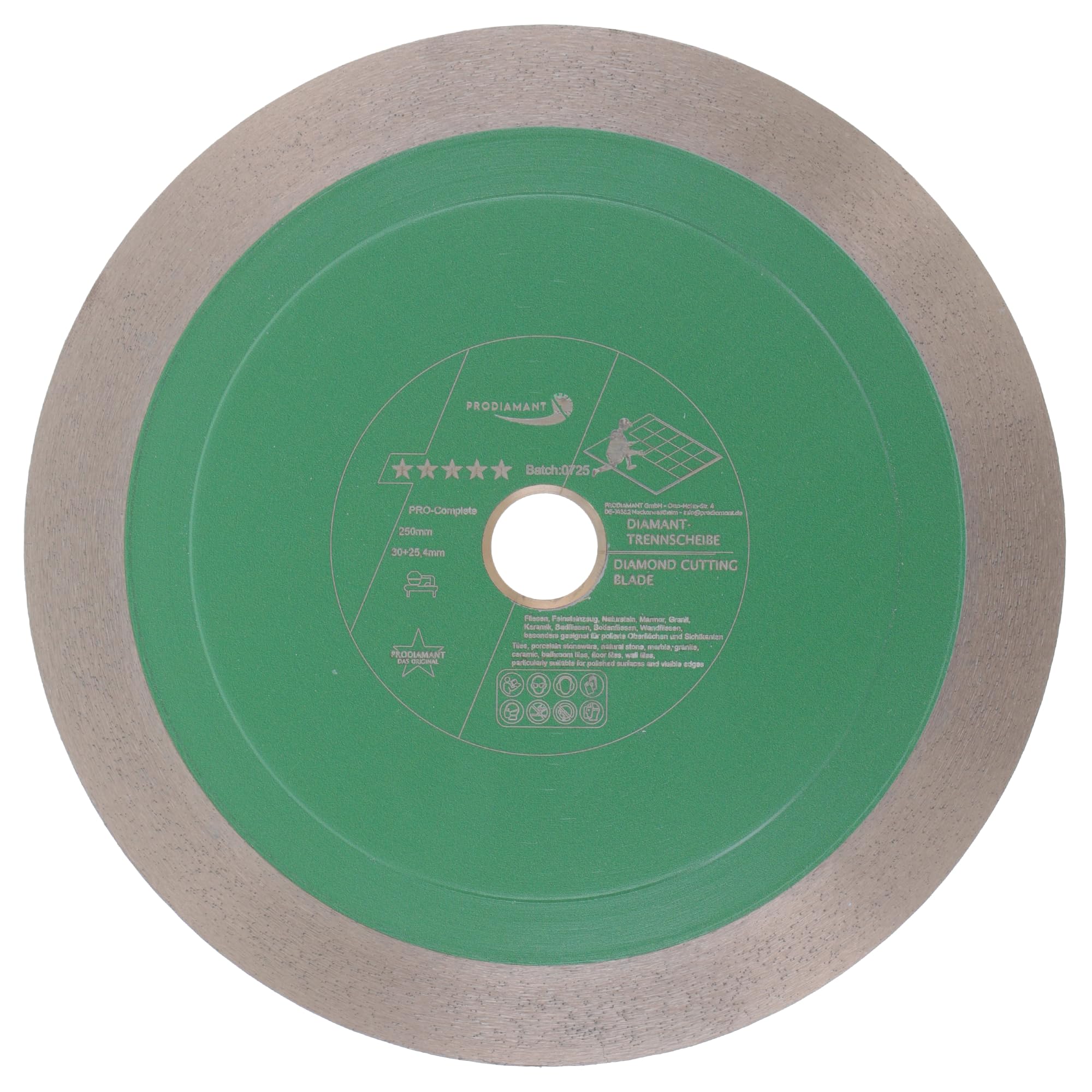 PRODIAMANT PRO-Complete Disco de corte diamantado 250mm x 30/25,4 mm - segmento sándwich 25 mm, para azulejos, gres porcelánico, cerámica y piedra natural