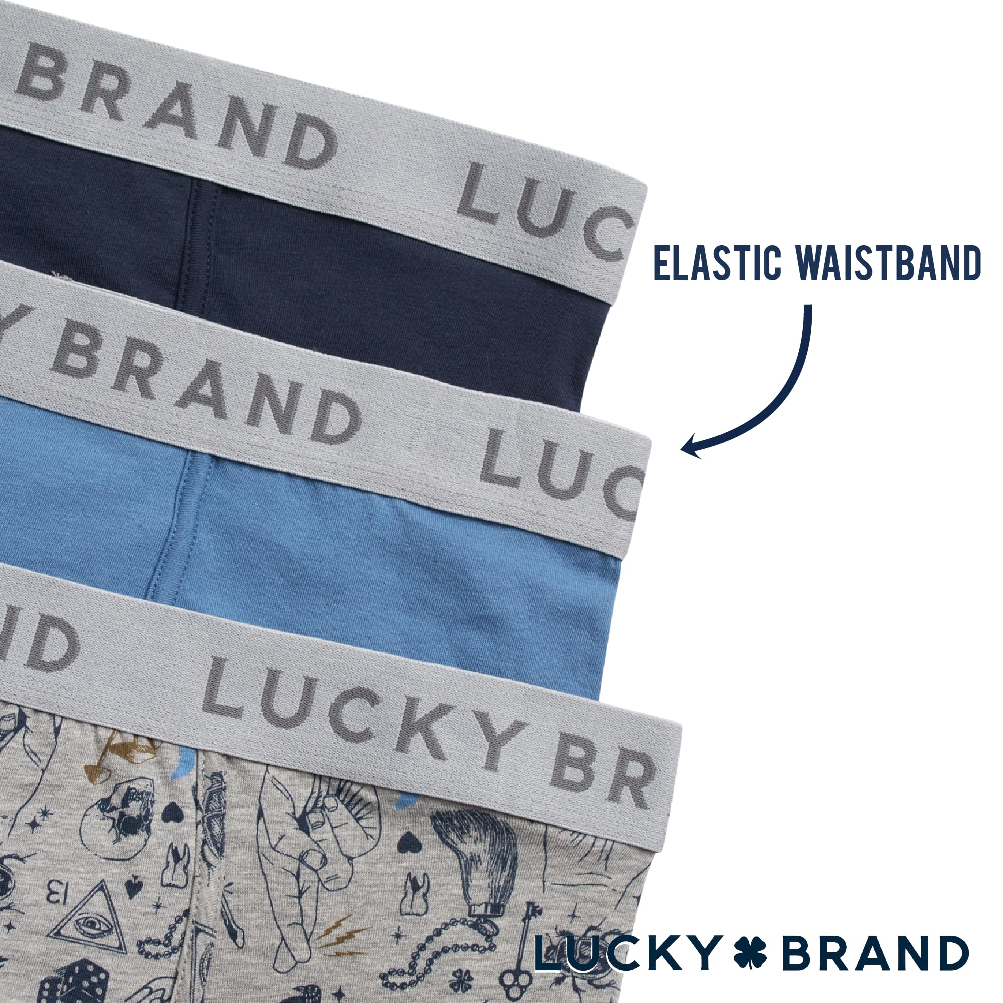 Lucky Brand Herren-Boxershorts – 3er-Pack, weich, Stretch, lässige Herrenunterwäsche mit funktionaler Fliegentasche, Boxershorts (S-2XL)
