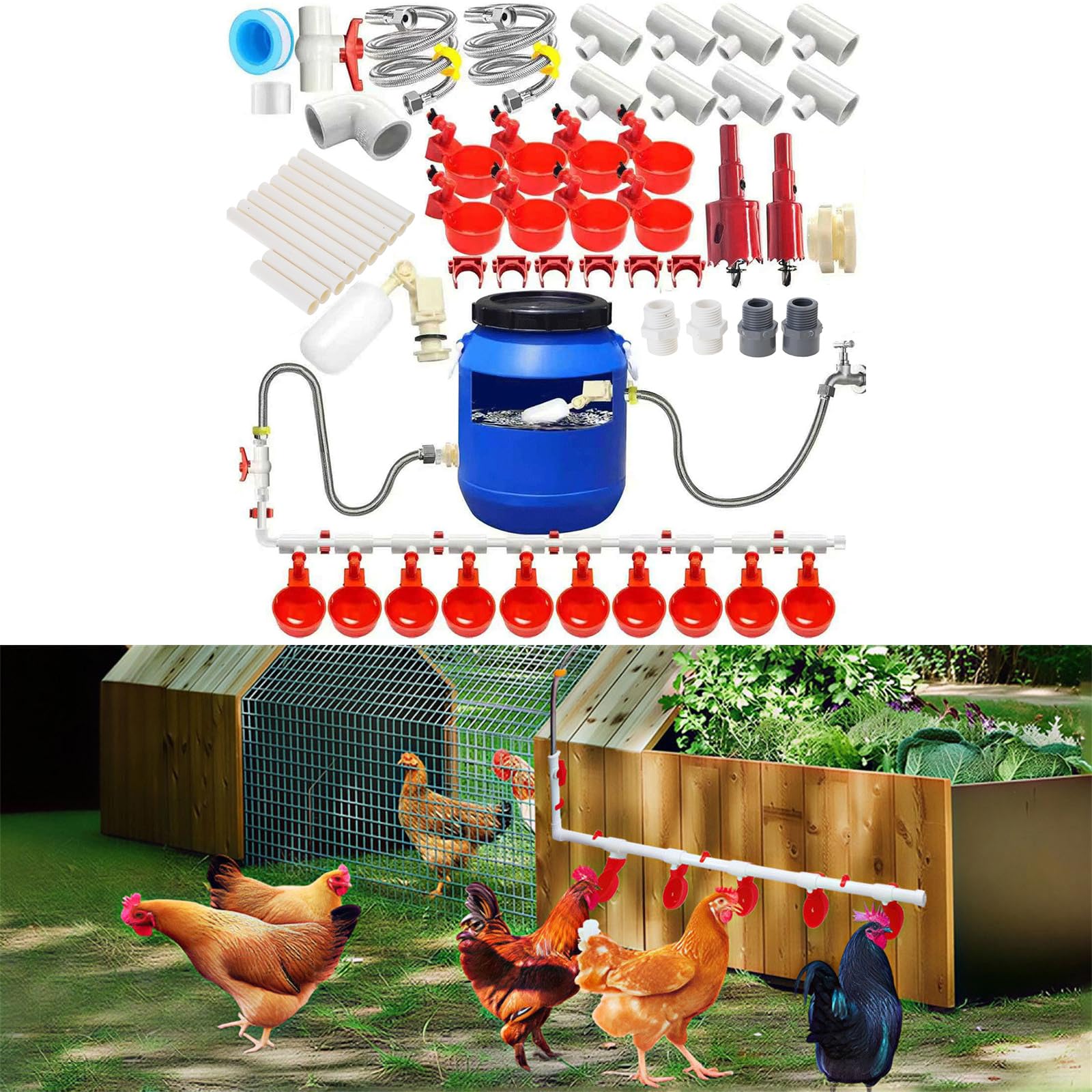 Equipo de riego para Aves de Corral, alimentador automático de