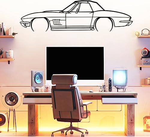 Miniatura 13 de DecoSoul Corvette ZR1 C7 Classic Model Silhouette - Arte de pared de metal para automóvil, automóvil deportivo, decoración de línea de silueta