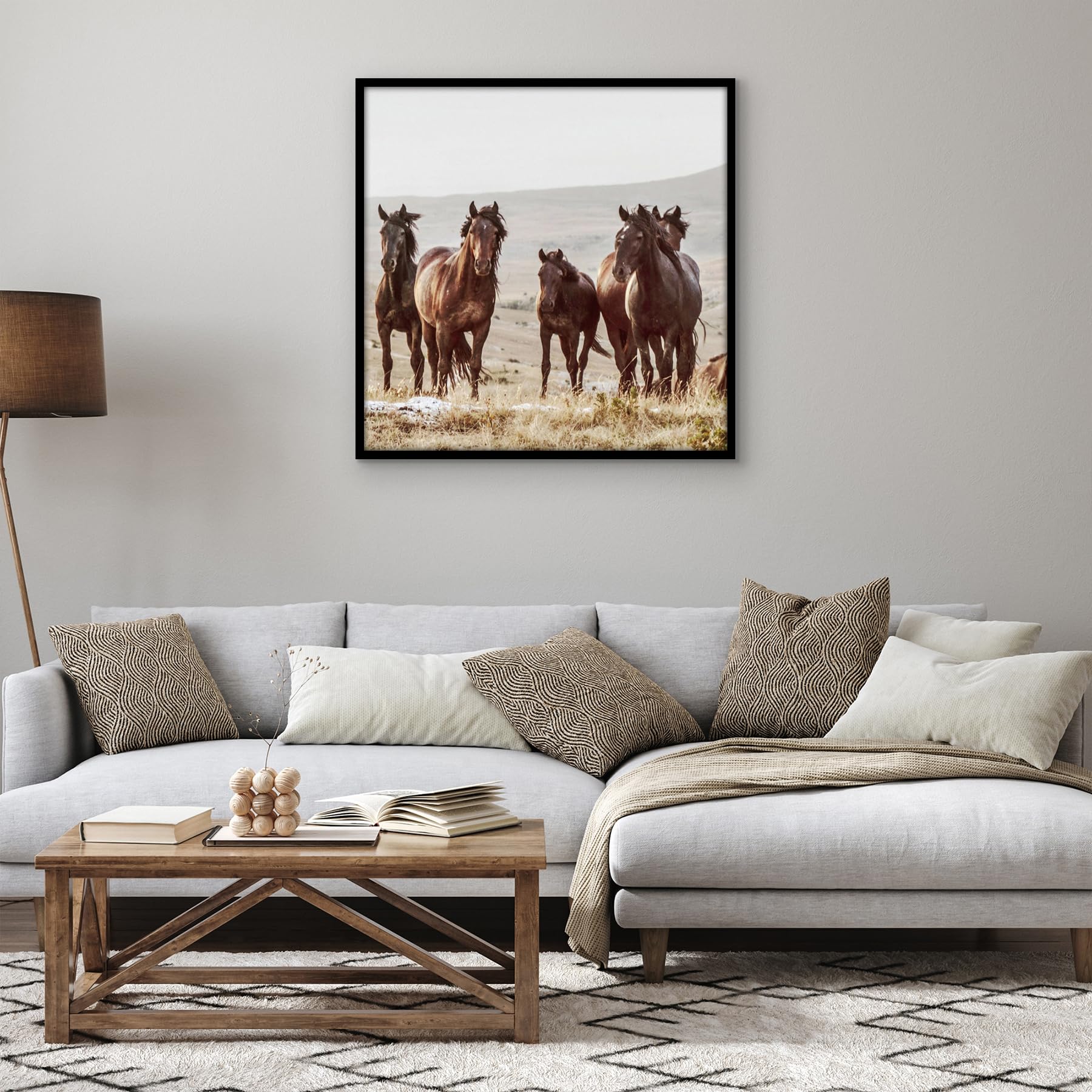 Americanflat 36x36 Picture Frame with Polished Plexiglass - Streamline Collection - Thin Border Square Frame for Wall Display - Hanging Hardware Included - Black