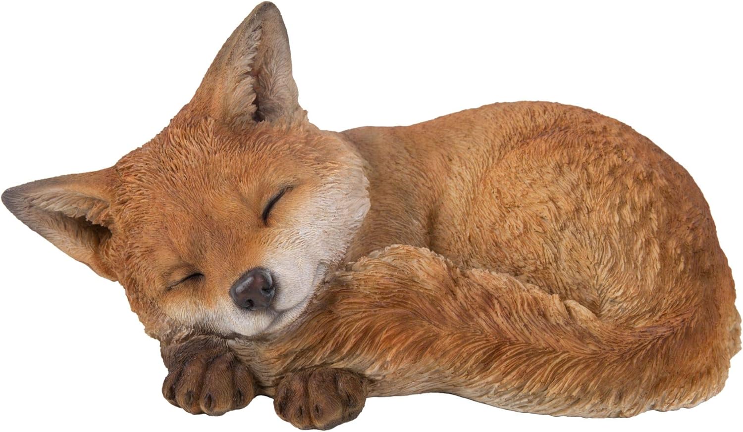 HI-LINE Fox Pup Sleeping Outdoor Garden Statue - 10" - Brown and White