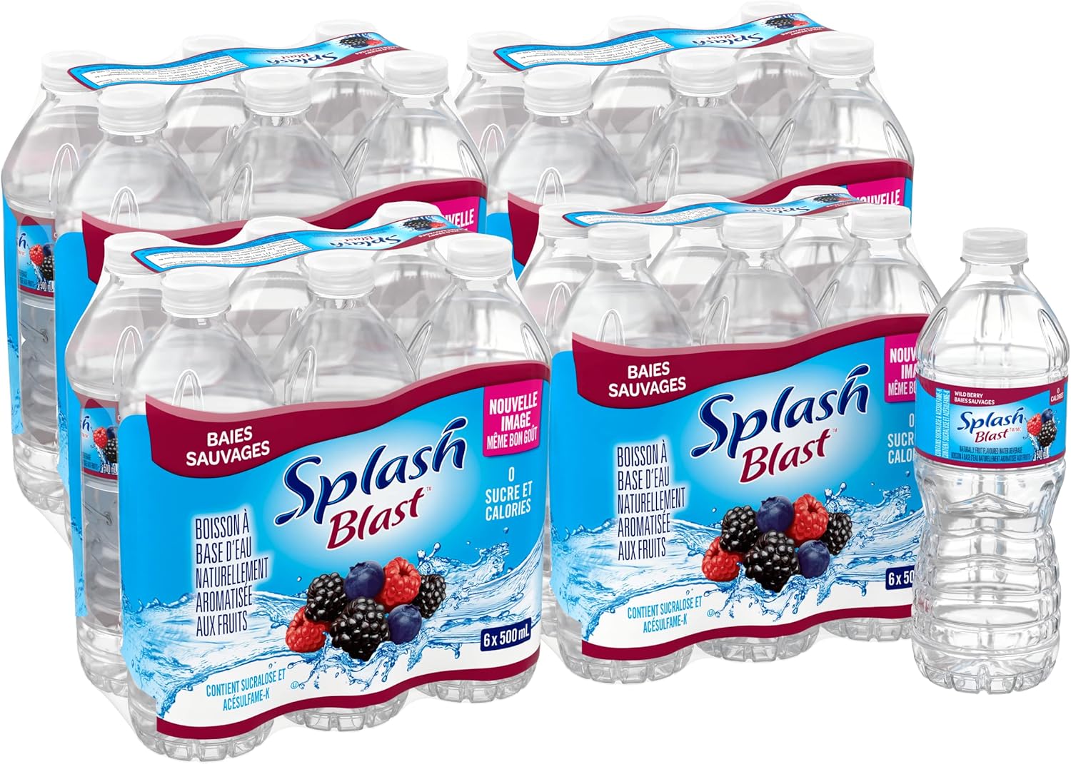 Splash Blast, Flavored Water Beverage, Wild Berry Flavor, 500ml Plastic