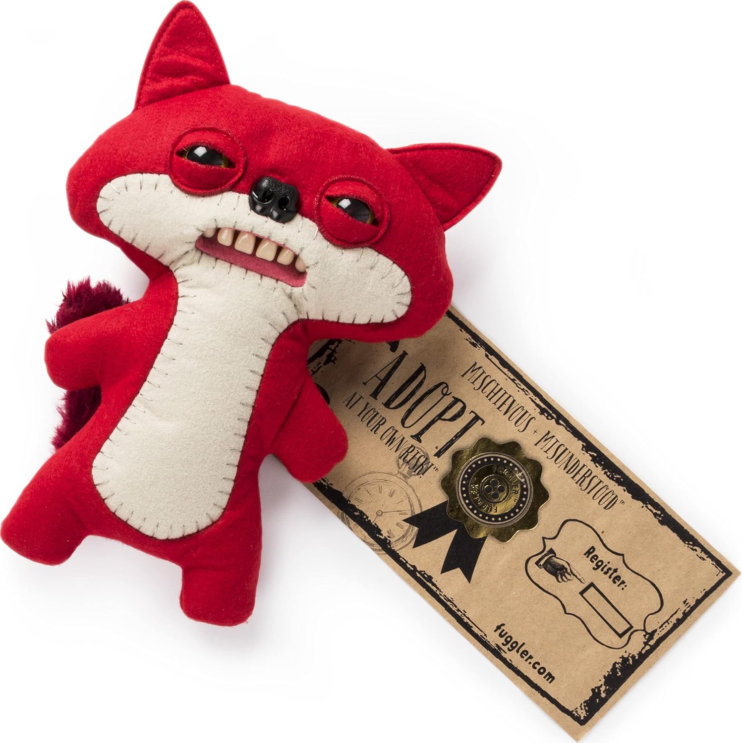 Fugglers – Funny Ugly Monster, 9” Suspicious Fox (Red) Plush Creature with Teeth, for Ages 4 & Up