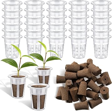 Jutom 60 Pieces Hydroponic Seed Grow Sponges Pod Kit for Indoor and Outdoor Use