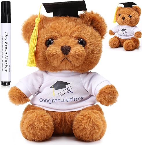 Miniatura 9 de Peluche de autógrafo de graduación de 12 pulgadas 2023, juguete de peluche blanco liso con autógrafo de felicitaciones graduado con bolígrafo negro