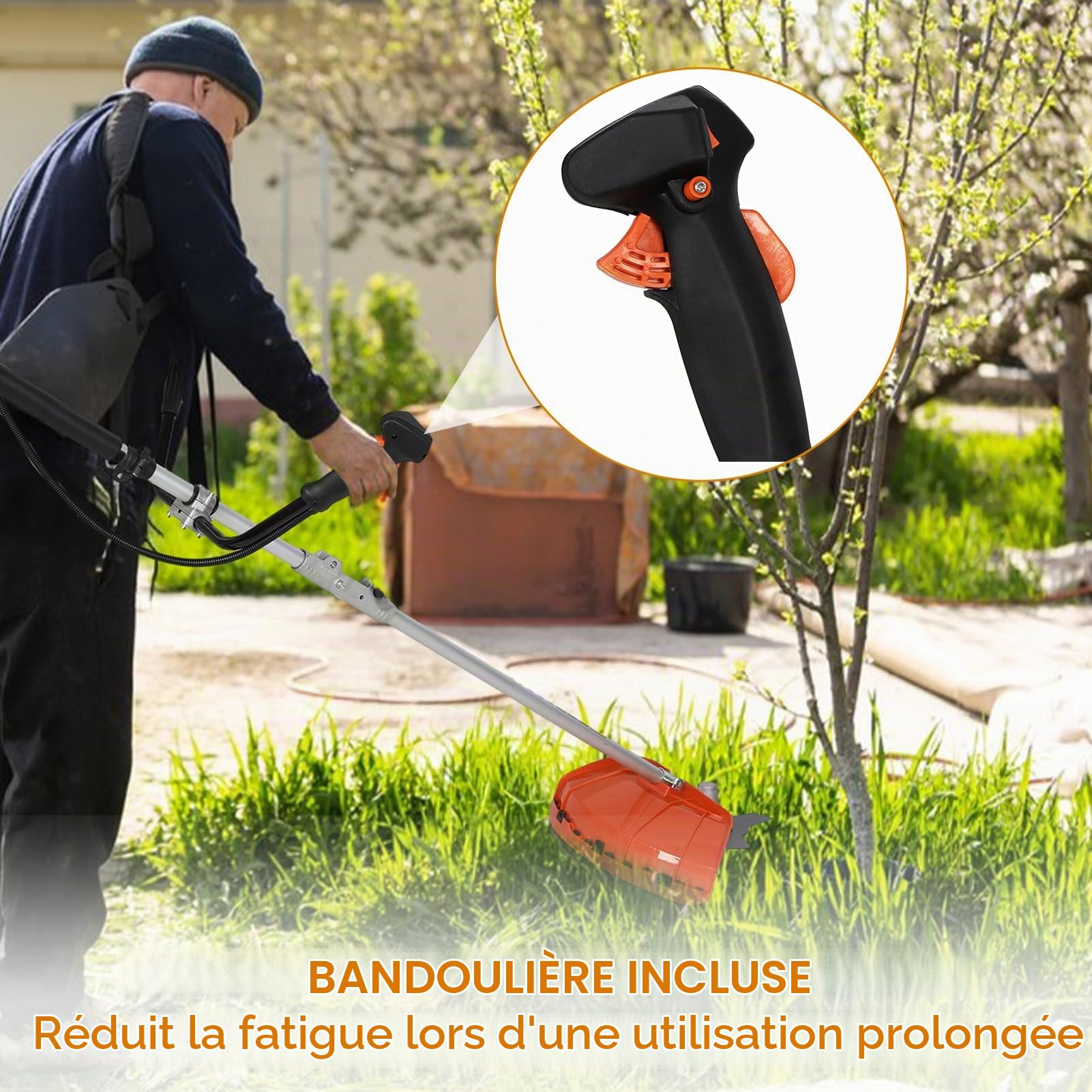 Débroussailleuse Thermique 2 en 1 52 cm³ 3 CV, Coupe Bordure Essence