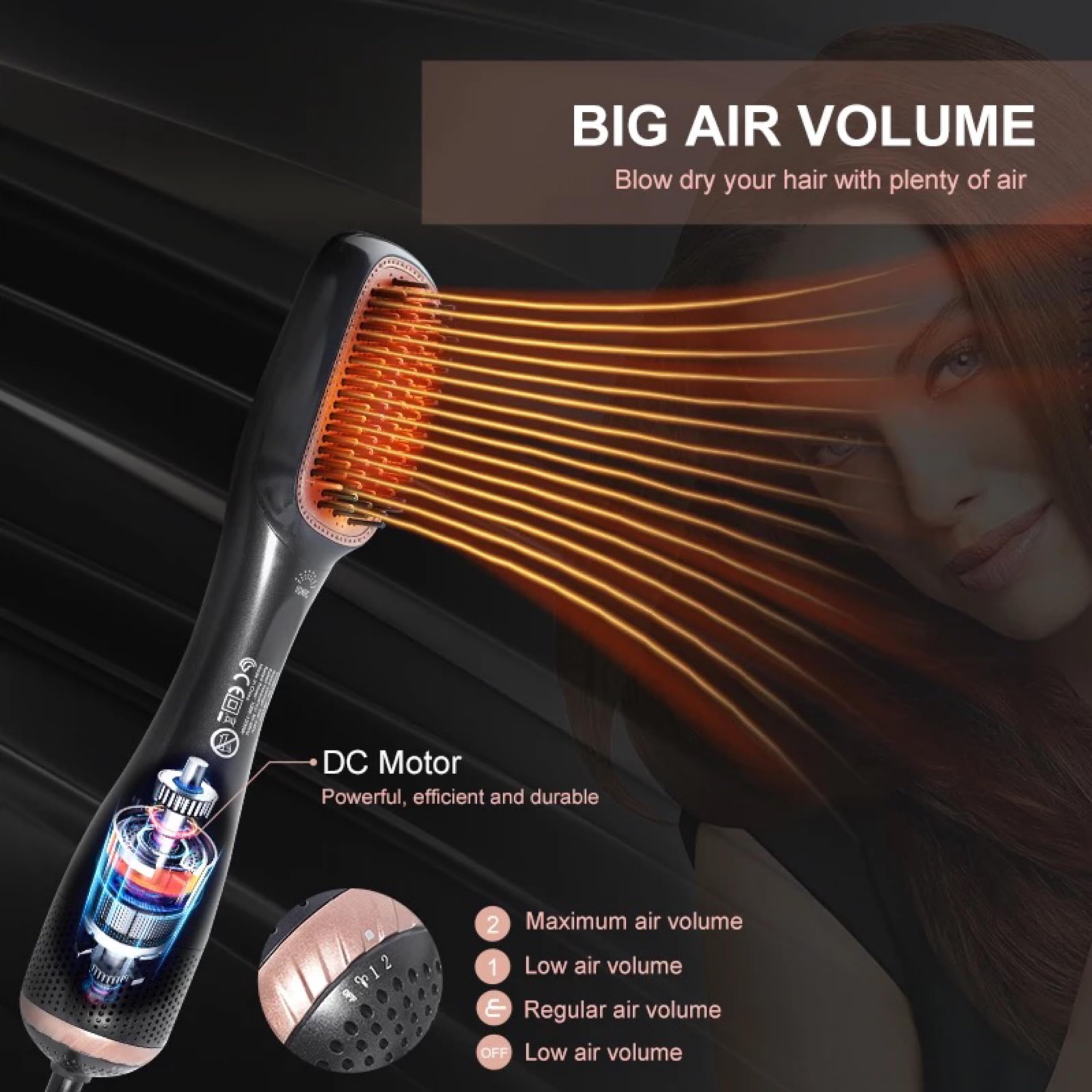 Lalano`S Cosmetics 3-in-1 Profi-Haartrockner & Glättbürste, 1200 W, Keramik-Ionen-Technologie, 3 Temperaturstufen & 2 Geschwindigkeiten, Styling ohne Frizz