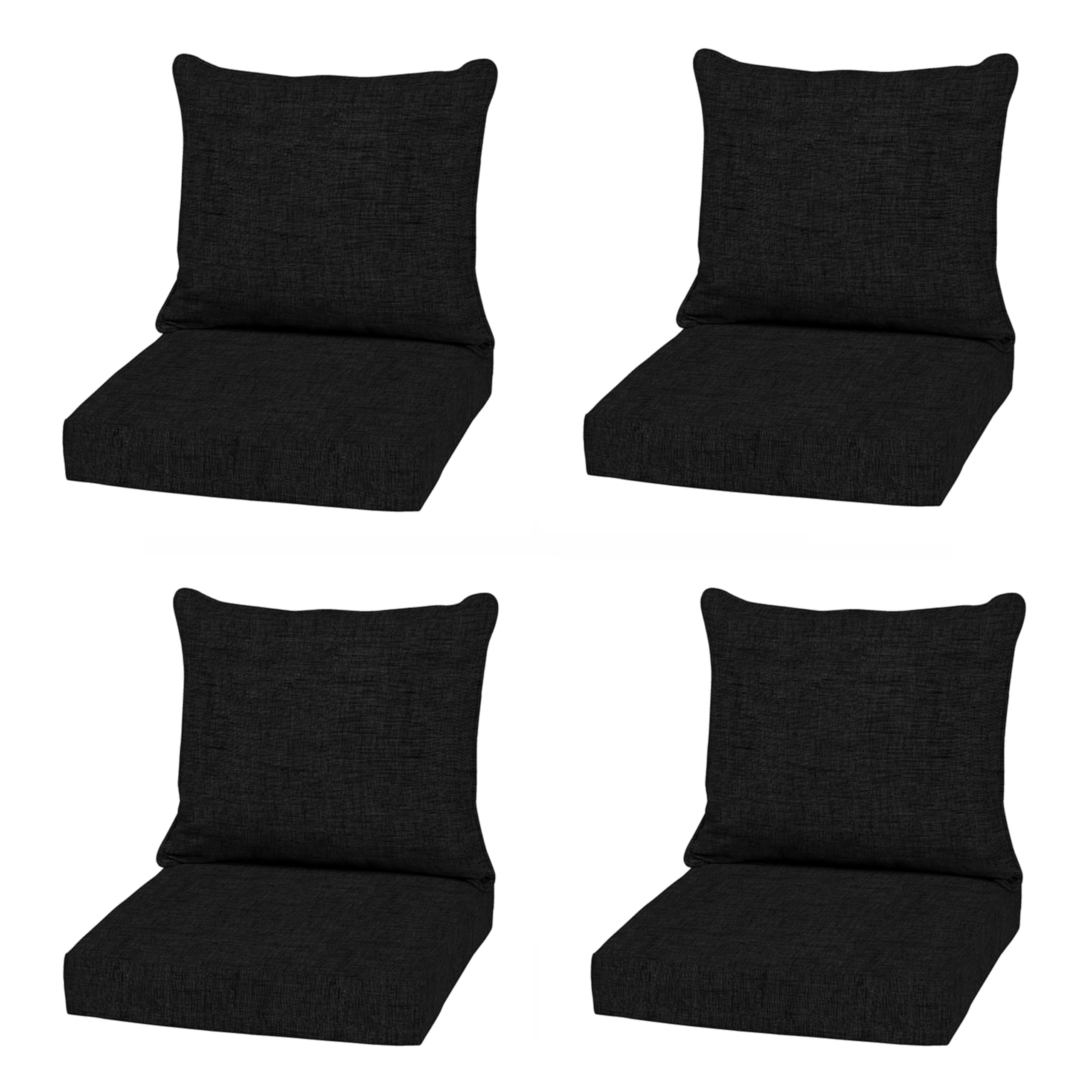 Arden Outdoor Deep Seat Cushion Set, 4-Pack, 22x24, Black