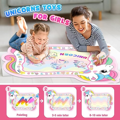 Miniatura 4 de Regalos de unicornios para niñas, juguetes para niños pequeños de 3, 4 y 5 años, para niños y niñas, tapete para garabatos de agua de unicornio,