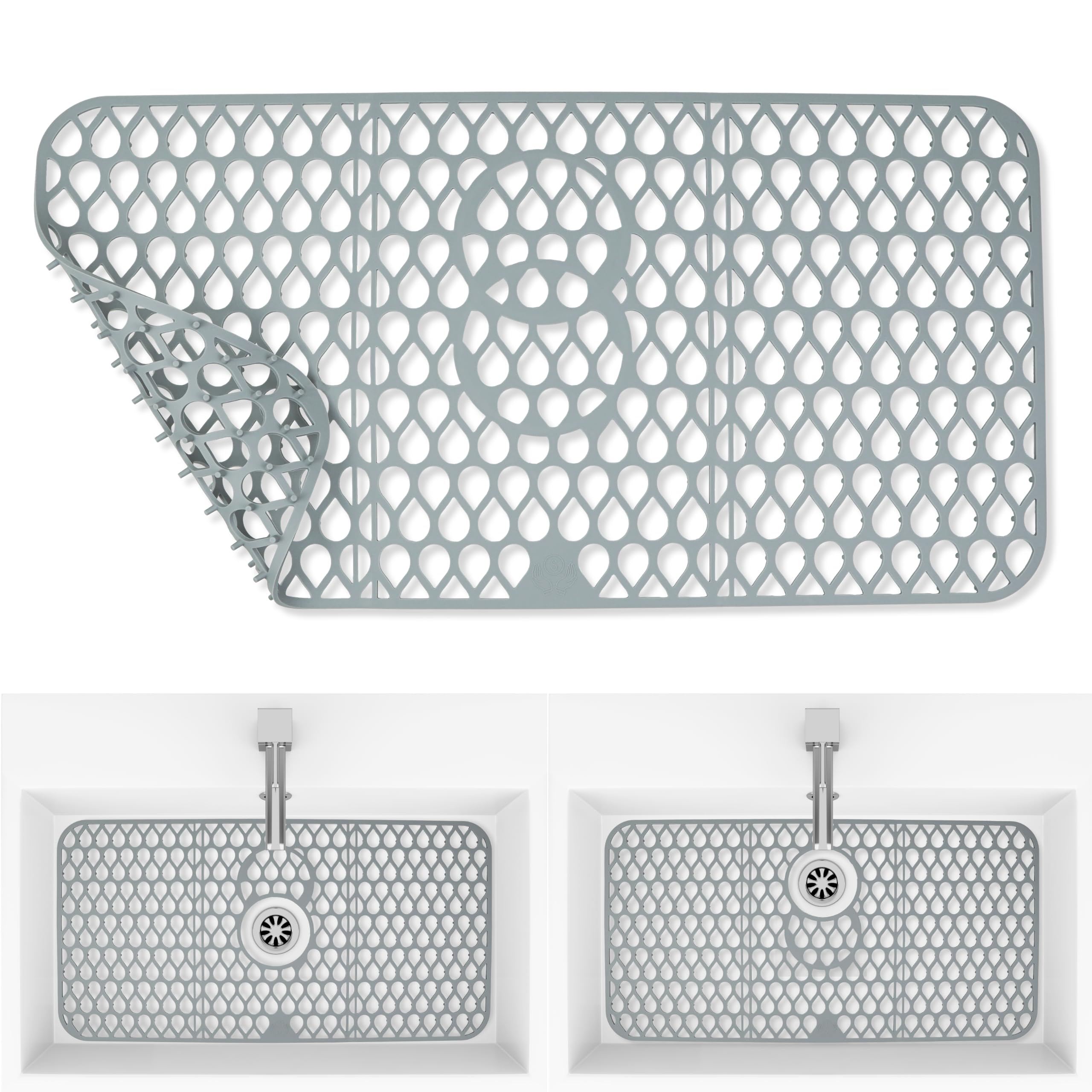 Sink Protectors for Kitchen Sink, Grey Non-slip Sink Protectors Grid for Kitchen Sink, Drying Mats for Kitchen, (28.6''x 14.52'')