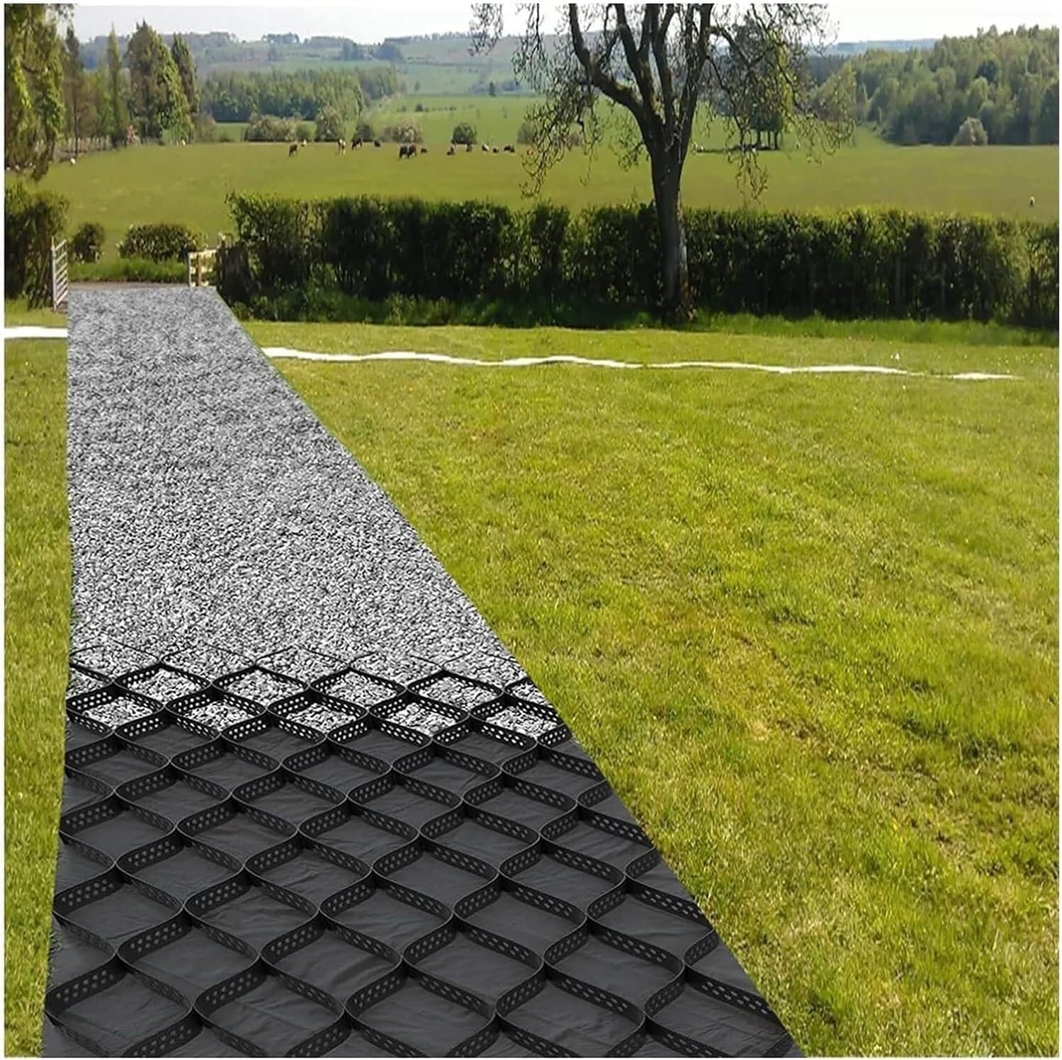 Rejillas de entrada permeables para control de barro, pavimentadoras de grava de 4 x 9 m / 13x30ft para un mejor drenaje y soporte al suelo, ideal para patios y muros de contención