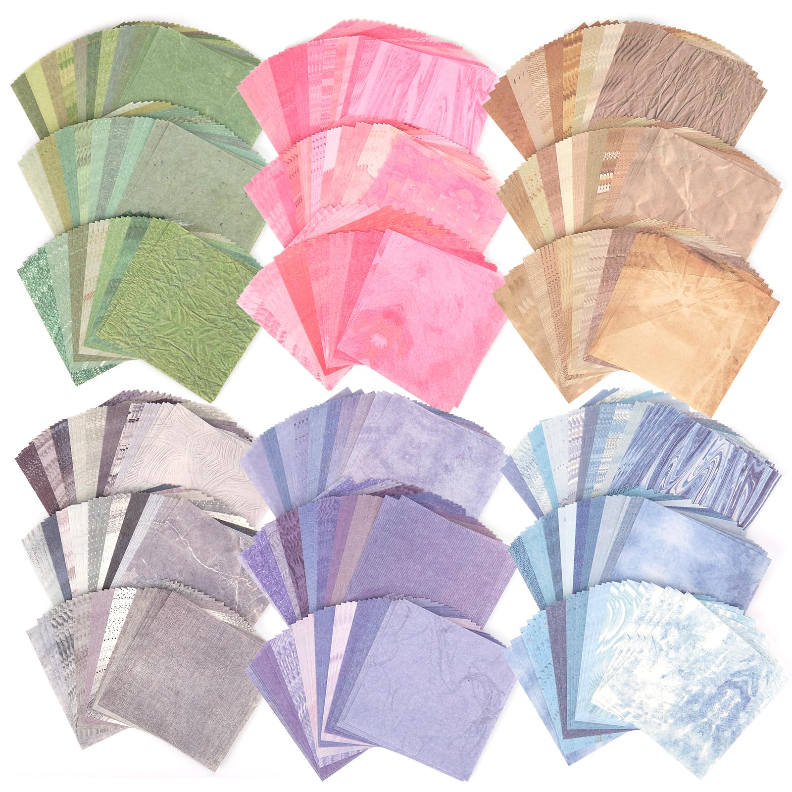 Meetory 600 Sheets Scrapbook Paper - Vintage Scrapbook Supplies Decorative Scrapbooking Journaling Accessories Kit for DIY Craft/Writing/Album/Drawing/Travel Journal (8x8cm)