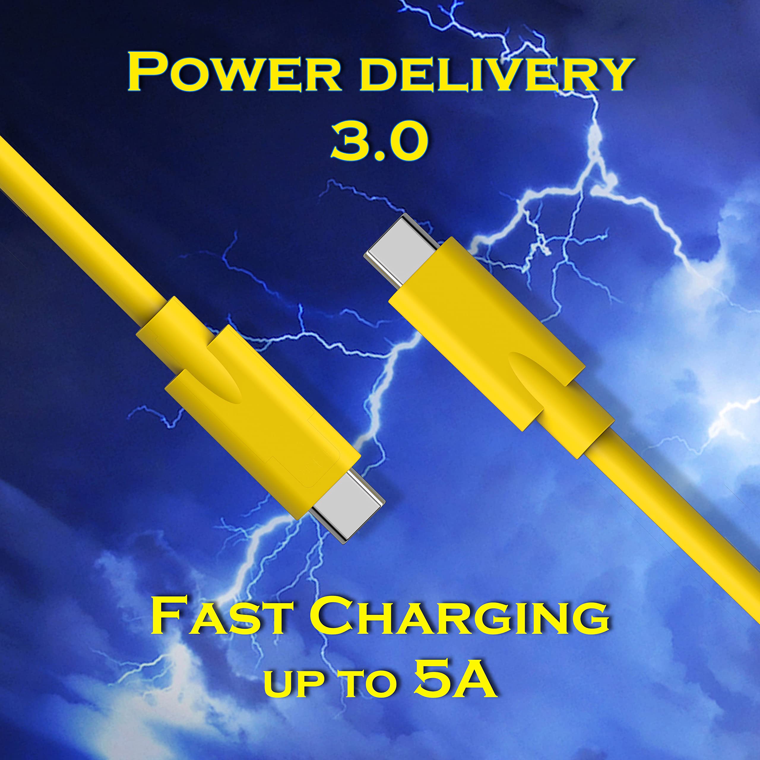 Cavo da USB C a USB C 2.0 con 100W PD, trasferimento dati 480Mbps 5A ricarica rapida tipo C a C cavo compatibile con smartphone, tablet, computer portatile - 1,6 m (giallo)