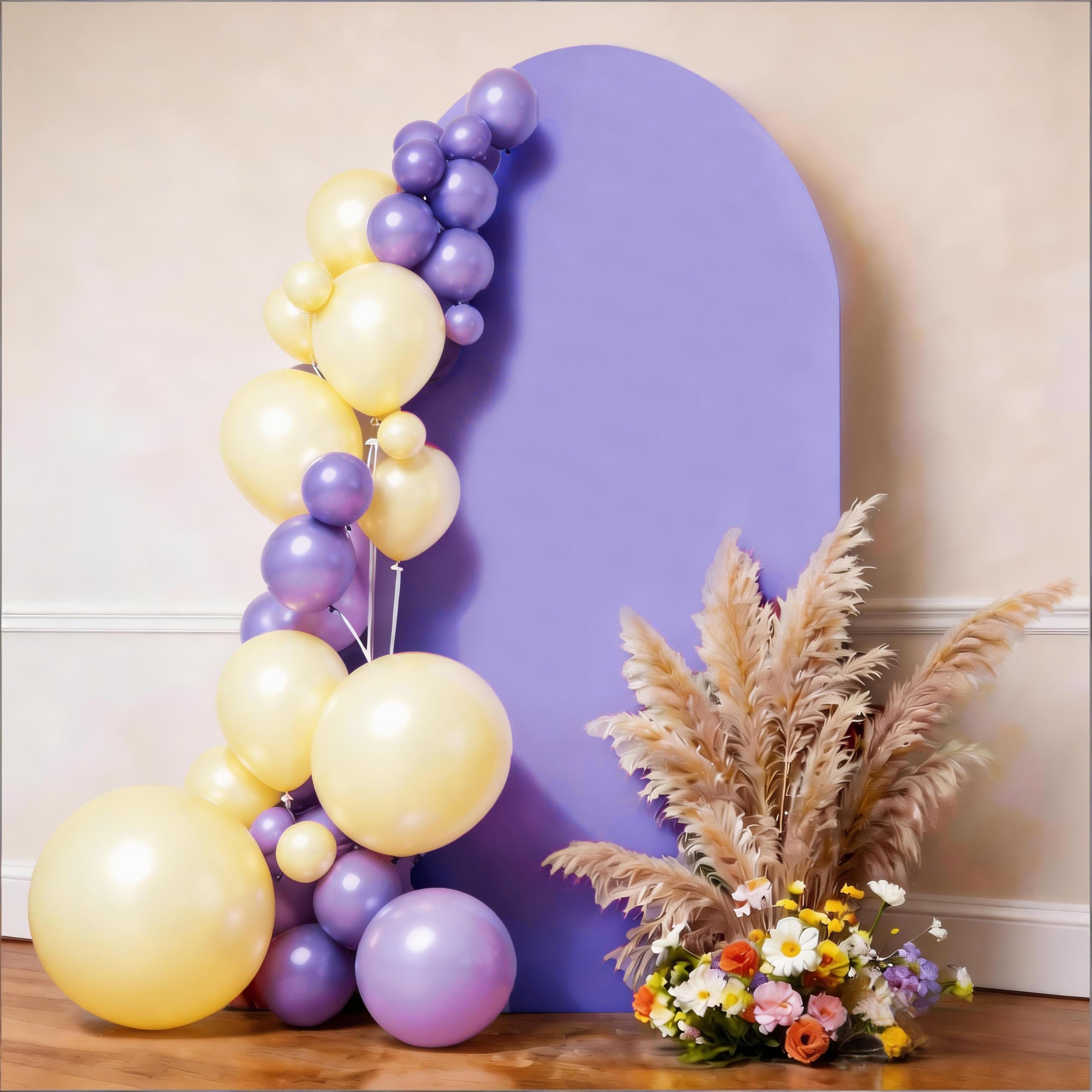 SINSSOWL 7.2 FT Lavender Arch Backdrop Cover Fitted Spandex Wedding Arch Backdrop Fabric Covers for Engagement Bridal Shower Birthday Party