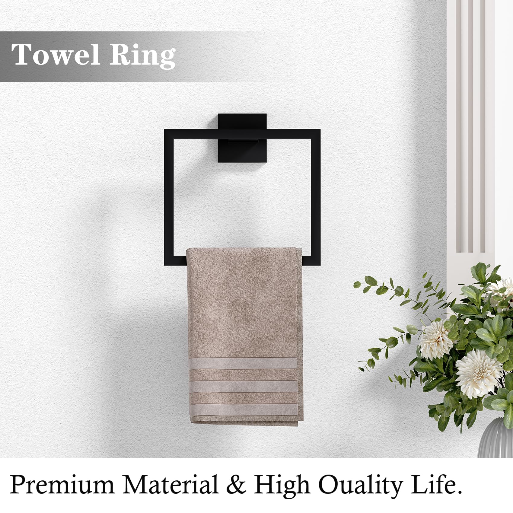 Mensola da parete 40 cm, mensola moderna per doccia da bagno, acciaio inox SUS304, nero opaco, YMYNY