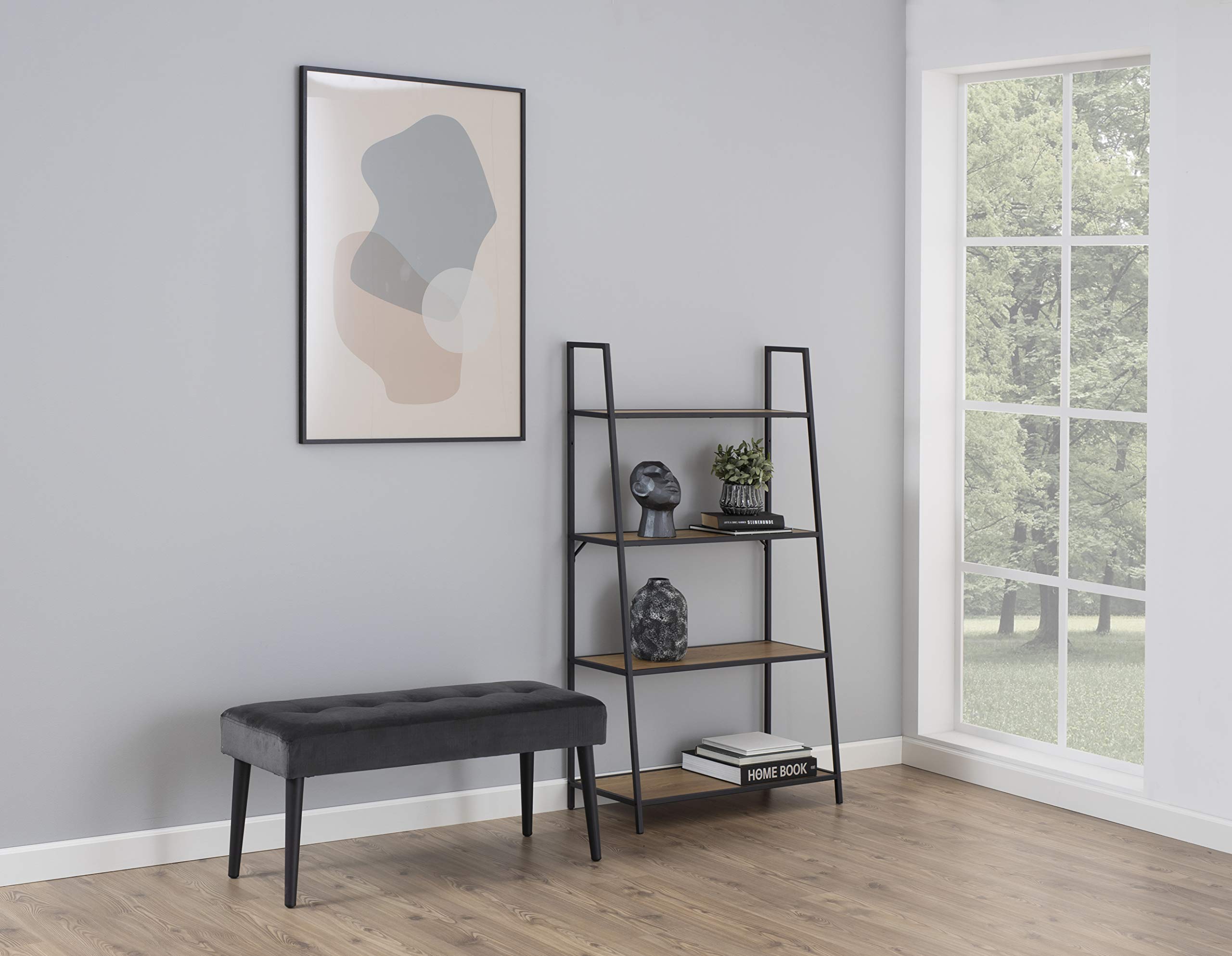 AC Design Furniture Gloria banc, Tissu, gris, L: 38 x W: 95 x H: 45 cm