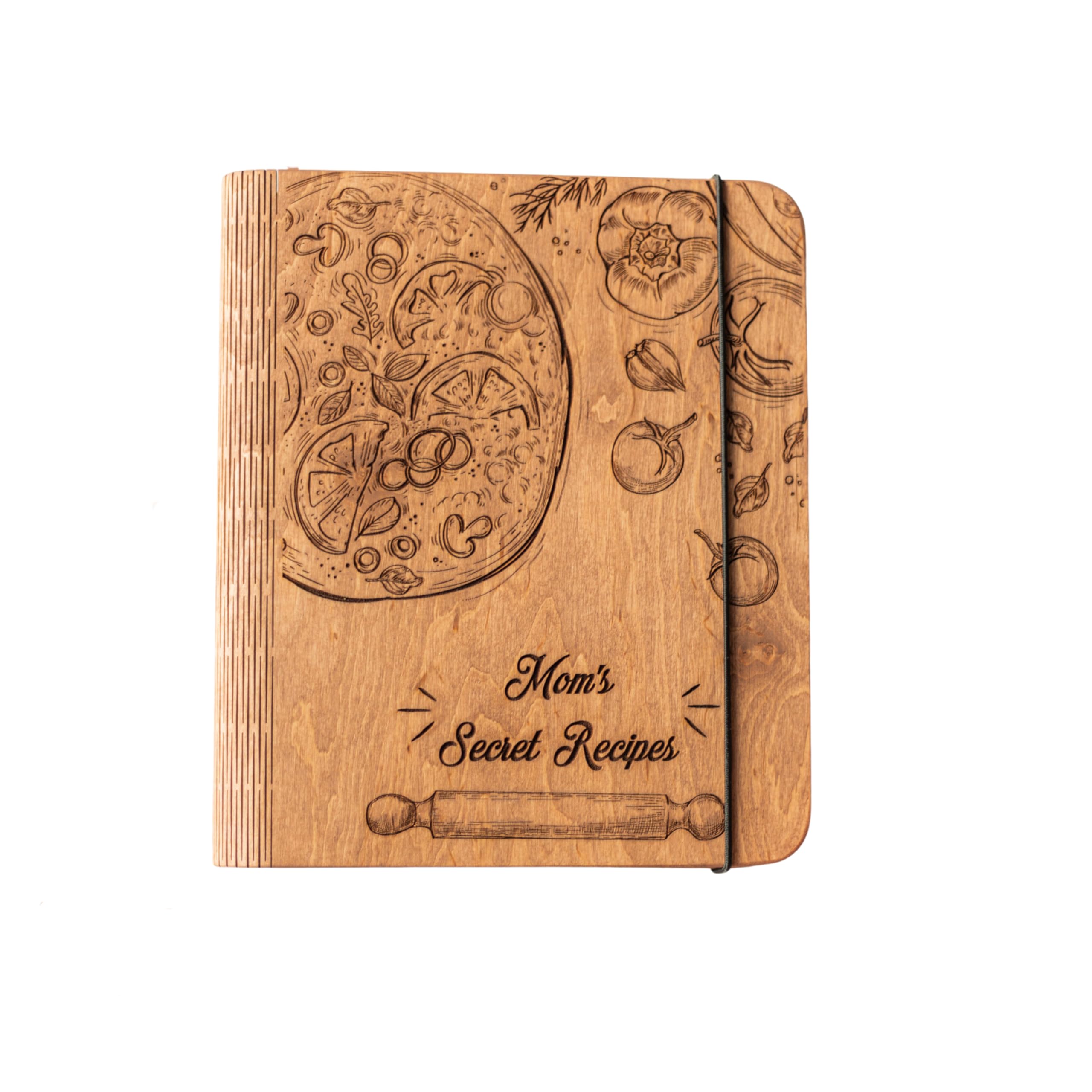 ENJOY THE WOOD Personalized Recipe Book Binder - Wooden Blank Family Cookbook Journal to Write in Your Own Recipes - Customized Recipe Binder, Recipe Books to Write in (Pizza, Medium (A5))