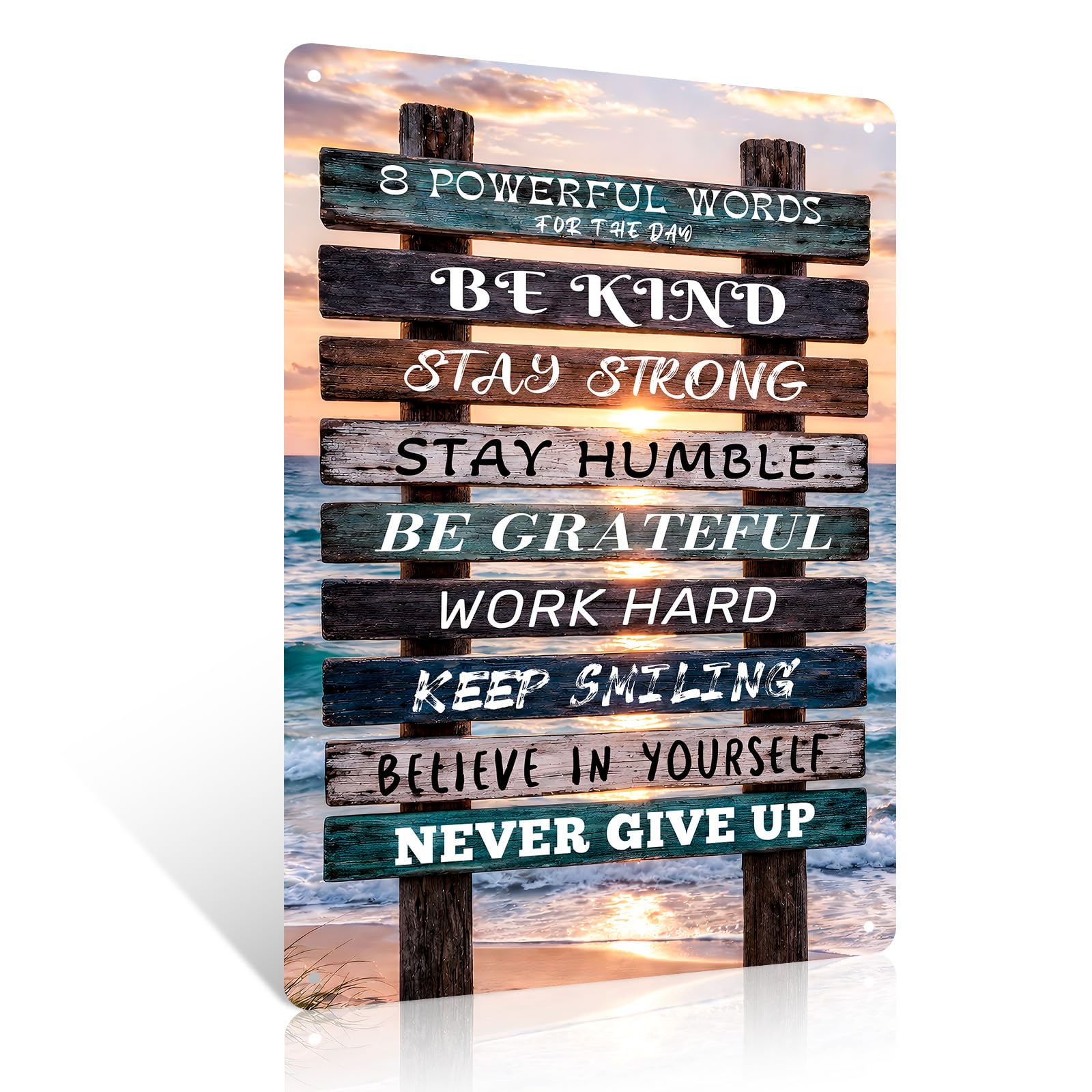 Ulord 8 Powerful Words Beach Metal Sign 8x12" Inspirational Quotes Wall Art