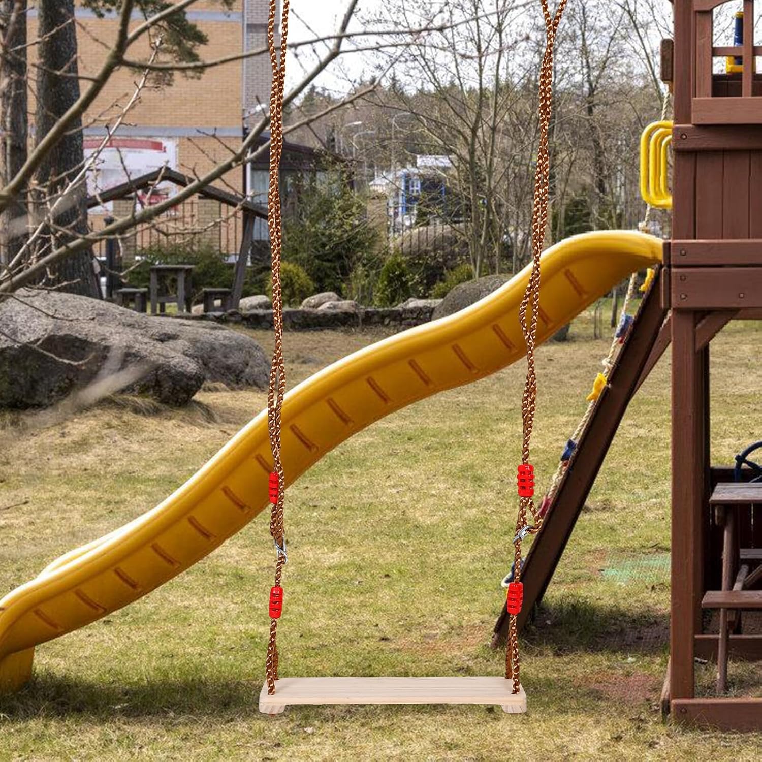 Wooden Swing Seat and Adults Small Hanging Tree Swing for Indoor and Outdoor Backyard Play ’s Playground