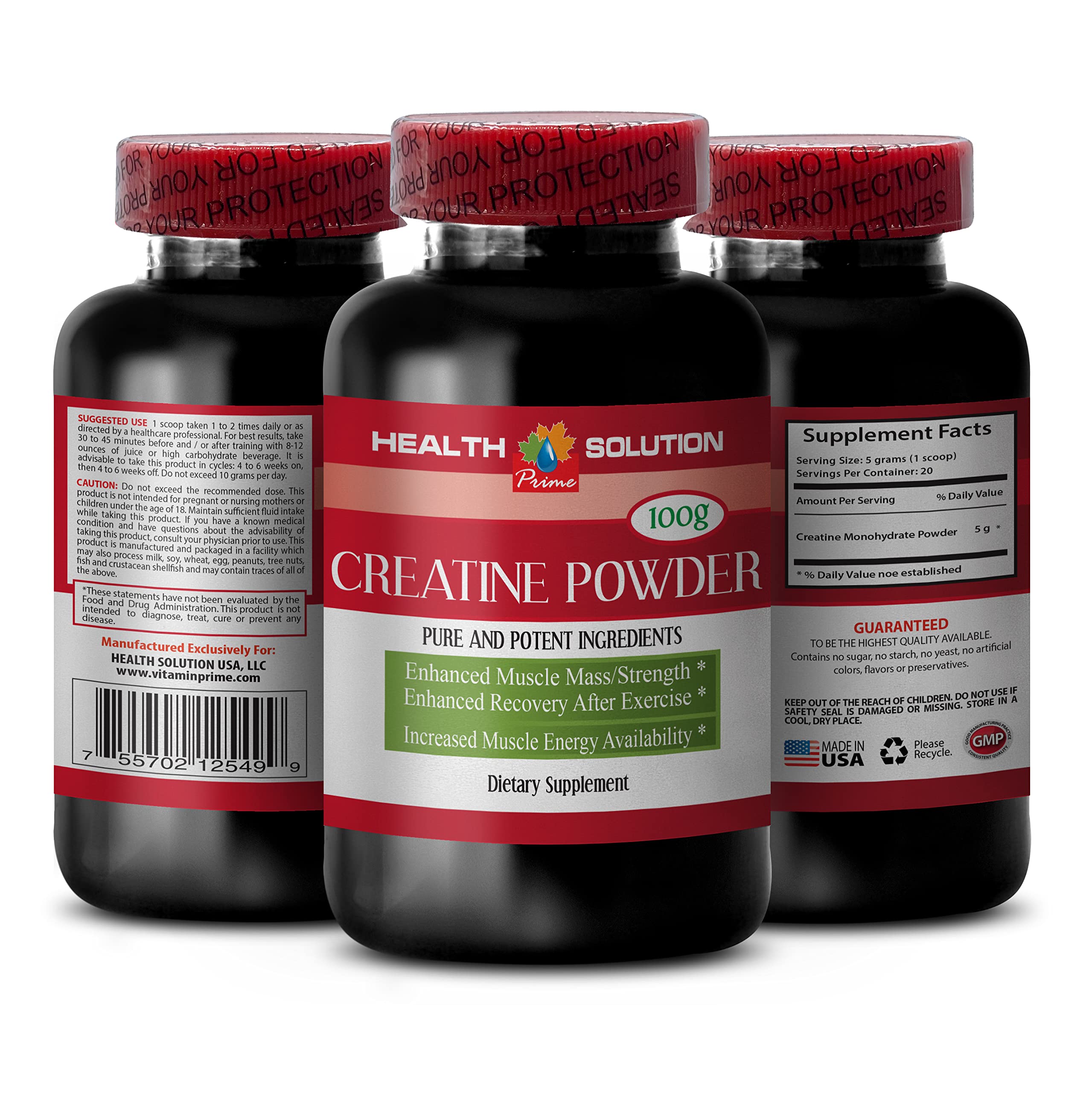 Health Solution Prime - Creatina monohidratada micronizada em pó - 100 g
