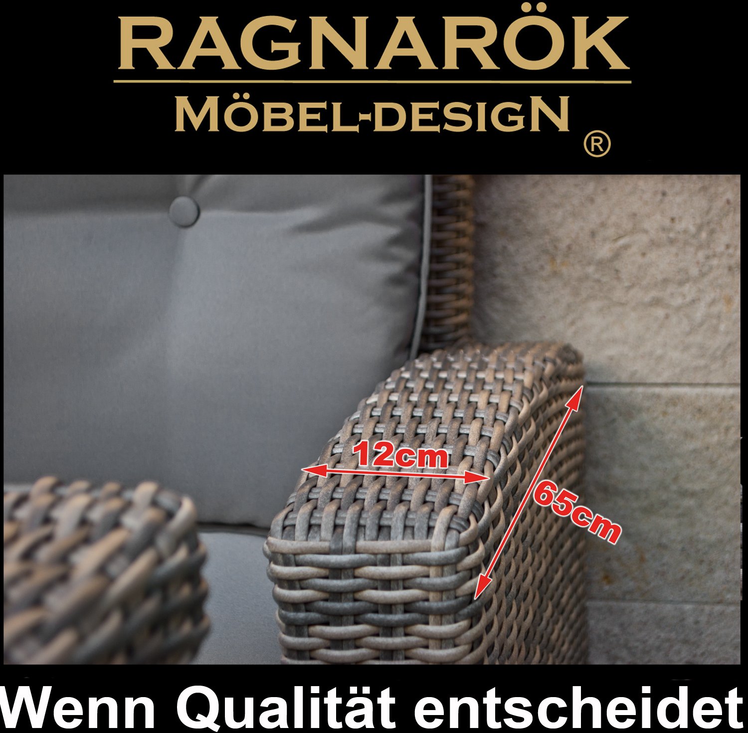 Premium PolyRattan Dining lounge - Deutscher Hersteller - 8 Jahre GARANTIE - Aluminium Gartenmöbel Essgruppe Polster Sitzkissen Grau Natur Rostfrei Esstisch Rattan Garten Sitzgruppe Tisch