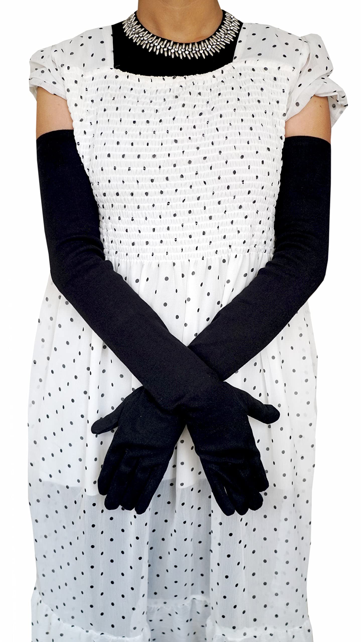 CLUZE Women's Driving Gloves, Printed Cotton Full Hand Summer Gloves for Protection from Sun Burn/Heat/Pollution (Pack of 1 Pair) (Black) - Image 2 thumbnail