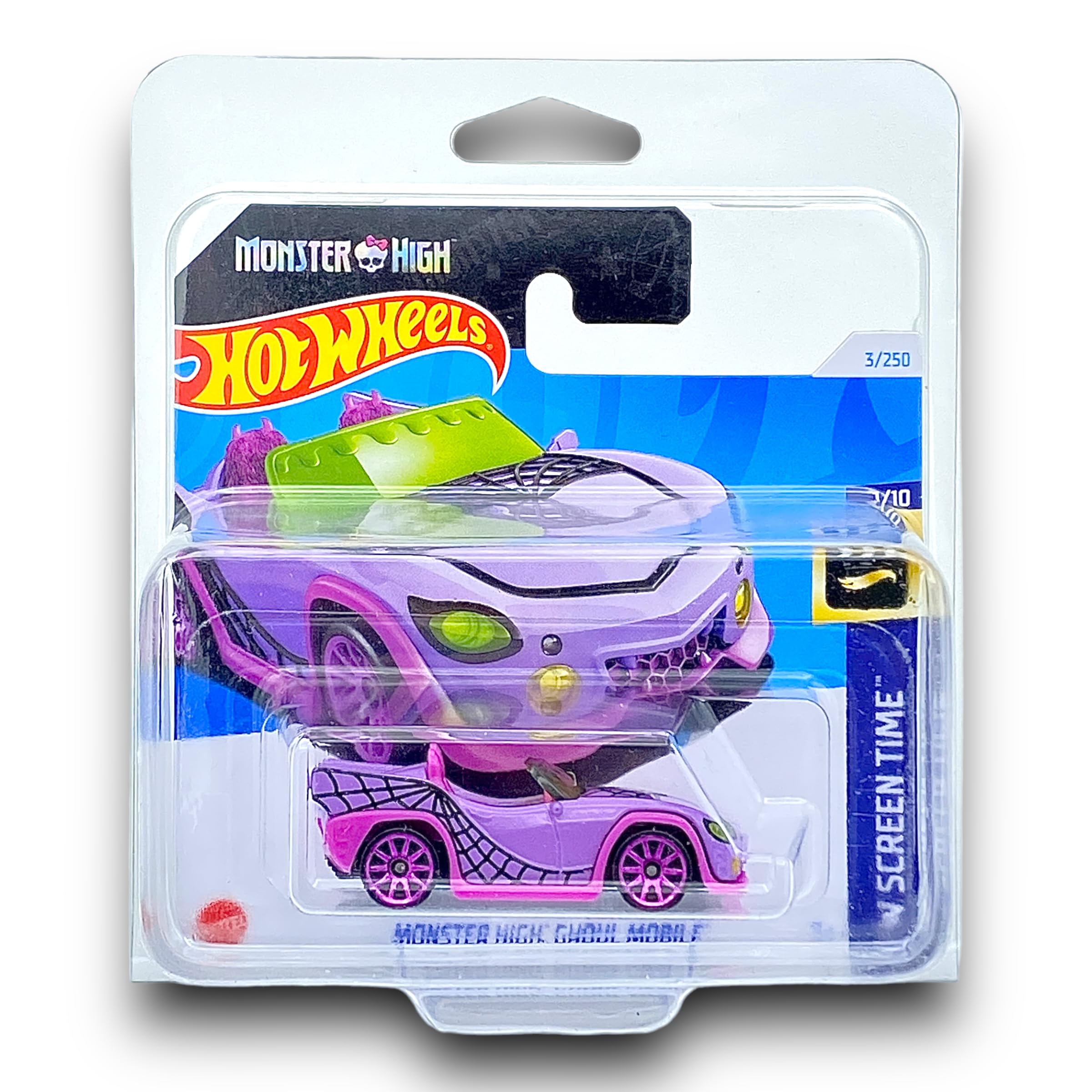Monster High Ghoul Mobile (Purple & Pink) 1/10 HW Screen Time - 2024-3/250 (Short Card) - COMES IN A KLAS CAR KEEPER SHORT CARD PROTECTOR CASE - HRY45