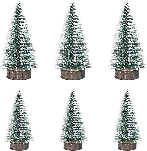 NUOLUX Árbol de Navidad, árbol de pino en miniatura de escritorio, 6 piezas