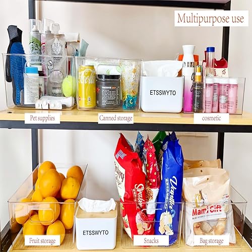 Miniatura 3 de Contenedores de almacenamiento de plástico, 4 contenedores de almacenamiento de alimentos con asa para refrigerador, organizadores acrílicos,