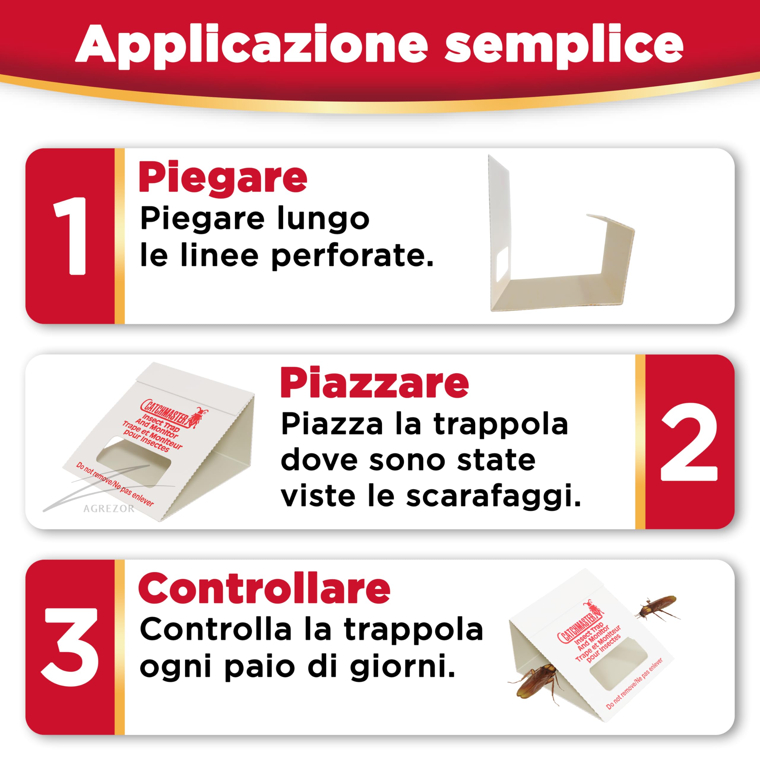 Catchmaster 100i - Trappole per Scarafaggi 30x | Senza Veleno | Disinfestazione con Esche Adesive Integrate | Efficace Contro Blatte Germaniche, Grilli e Ragni