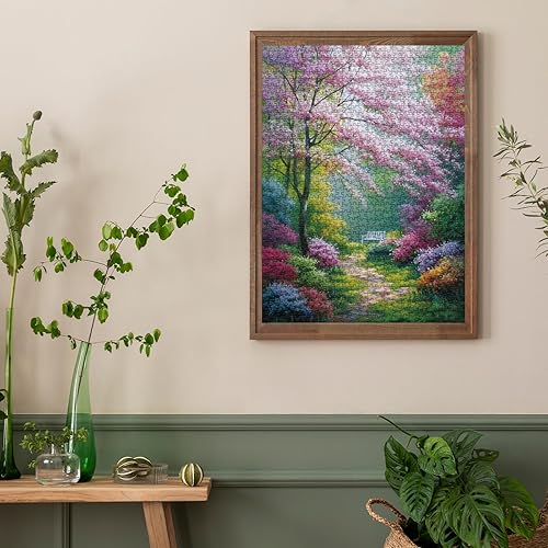 Miniatura 6 de Rompecabezas coloridos de primavera para adultos, 1000 piezas, rompecabezas de arte de jardín de flores, bonitos rompecabezas florales