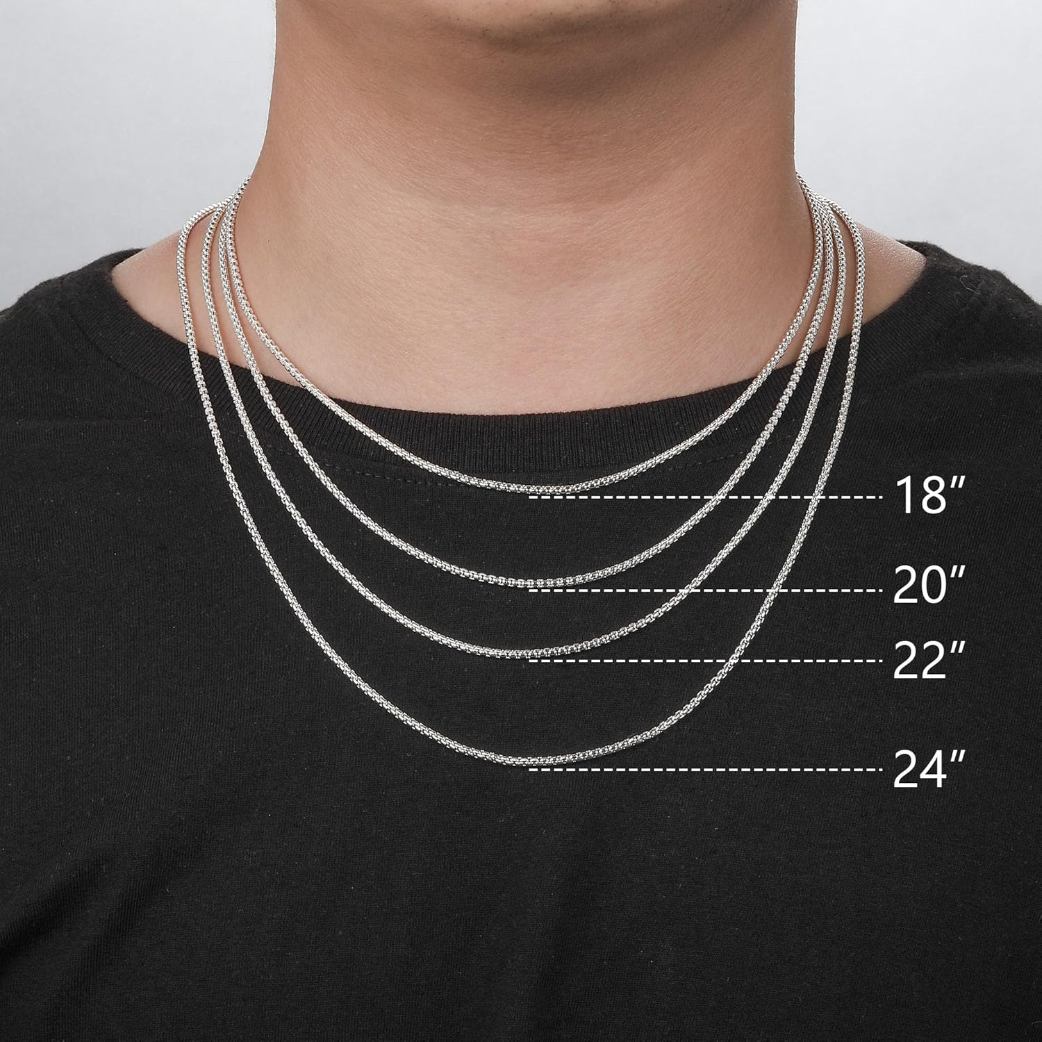 BRIJEWNES 925 Sterling Silver Clasp 2mm Box Chain Necklace for Women Diamond Cut Silver Chain Necklace for Women 16 18 20 22 24 26 30 Inches - Image 3