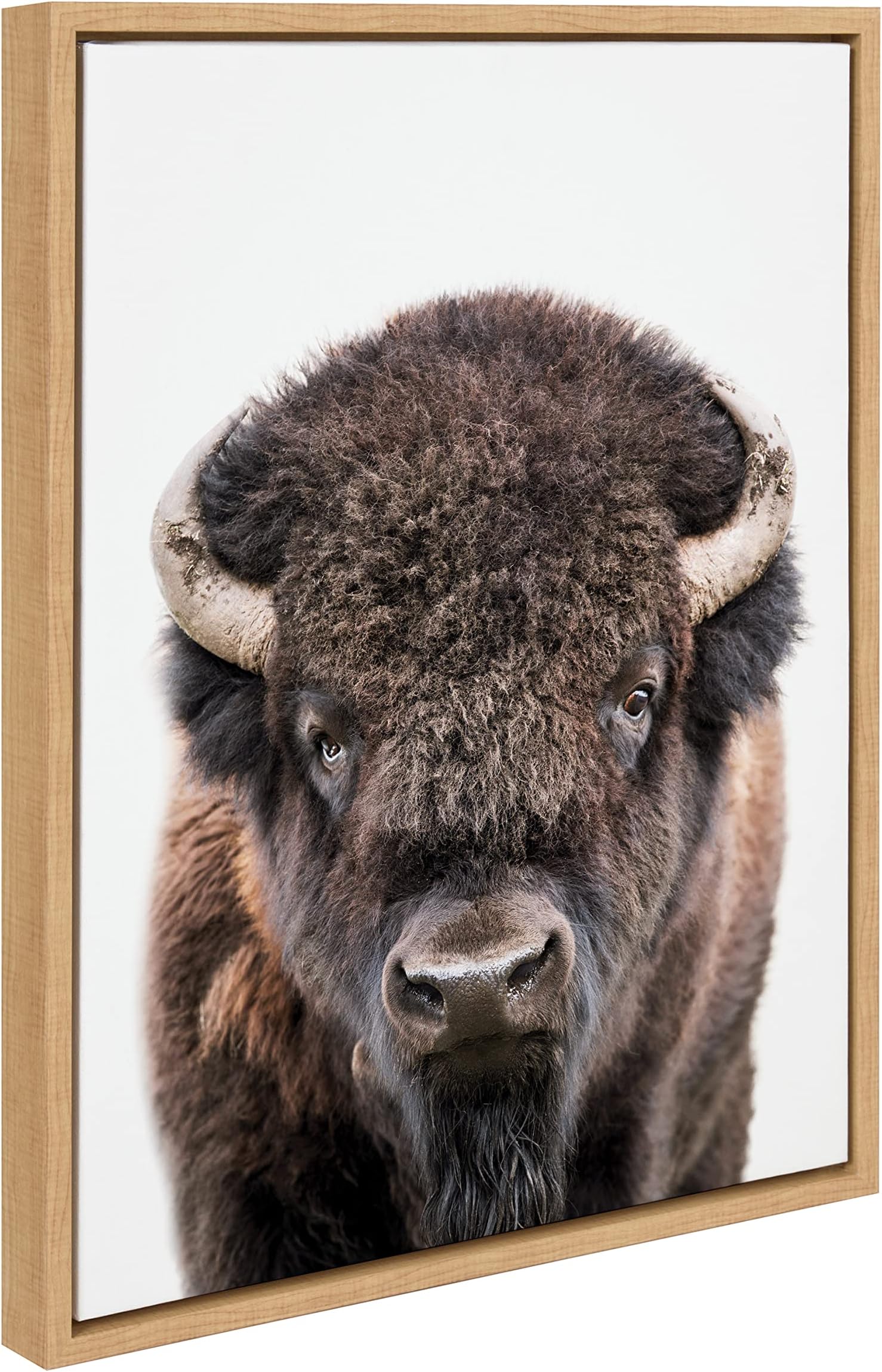 Kate and Laurel Sylvie Bison in Snow Framed Canvas Wall Art