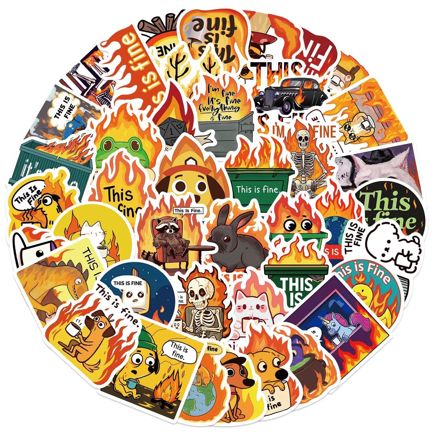50 Pcs Funny Meme Stickers for Kids Teens Adults Boys Girls Gift,This is Fine Meme Decals Pack for Laptop,Skateboard,Luggage,Car,Bike,Cup,Computer,Water Bottle Decor,Vinyl Waterproof Stickers - Image 4