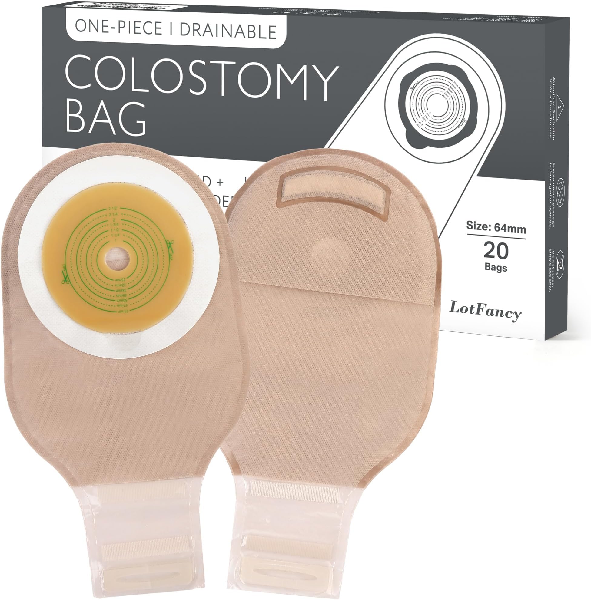 LotFancy Colostomy Bags, 10Pcs One Piece Drainable Pouches