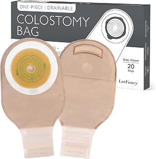 LotFancy Colostomy Bags, Pack of 20, Ostomy Supplies, One-Piece Drainable Pouches with Closure for Ileostomy Stoma Care, Cut-to-Fit, Max 64mm