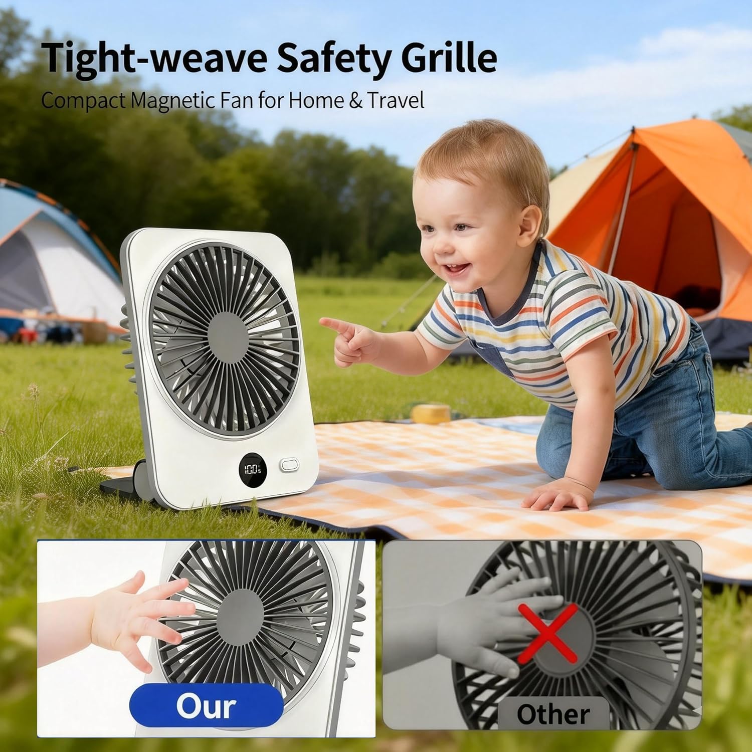 Portable Fan for Travel: Magnetic Small Rechargeable Fan & Cruise Essentials, 5000mAh Battery Operated Fan, Ultra-Thin Mini Desk Travel Fan for Sleeping, Must Have for Carnival Disney Cruise 2026 (2)