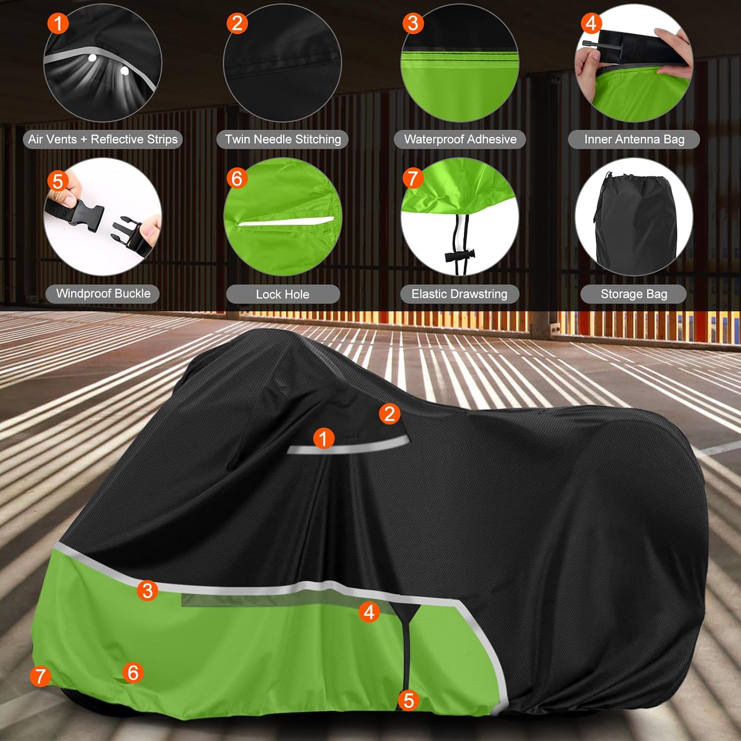 Waterproof Motorcycle Cover Replace for Kawasaki Ninja 400 500 650 Z900 Zx6r Street Without Trunk Models, 420D Oxford Cloth Motorcycle Cover for Snow Rain Dust Protection