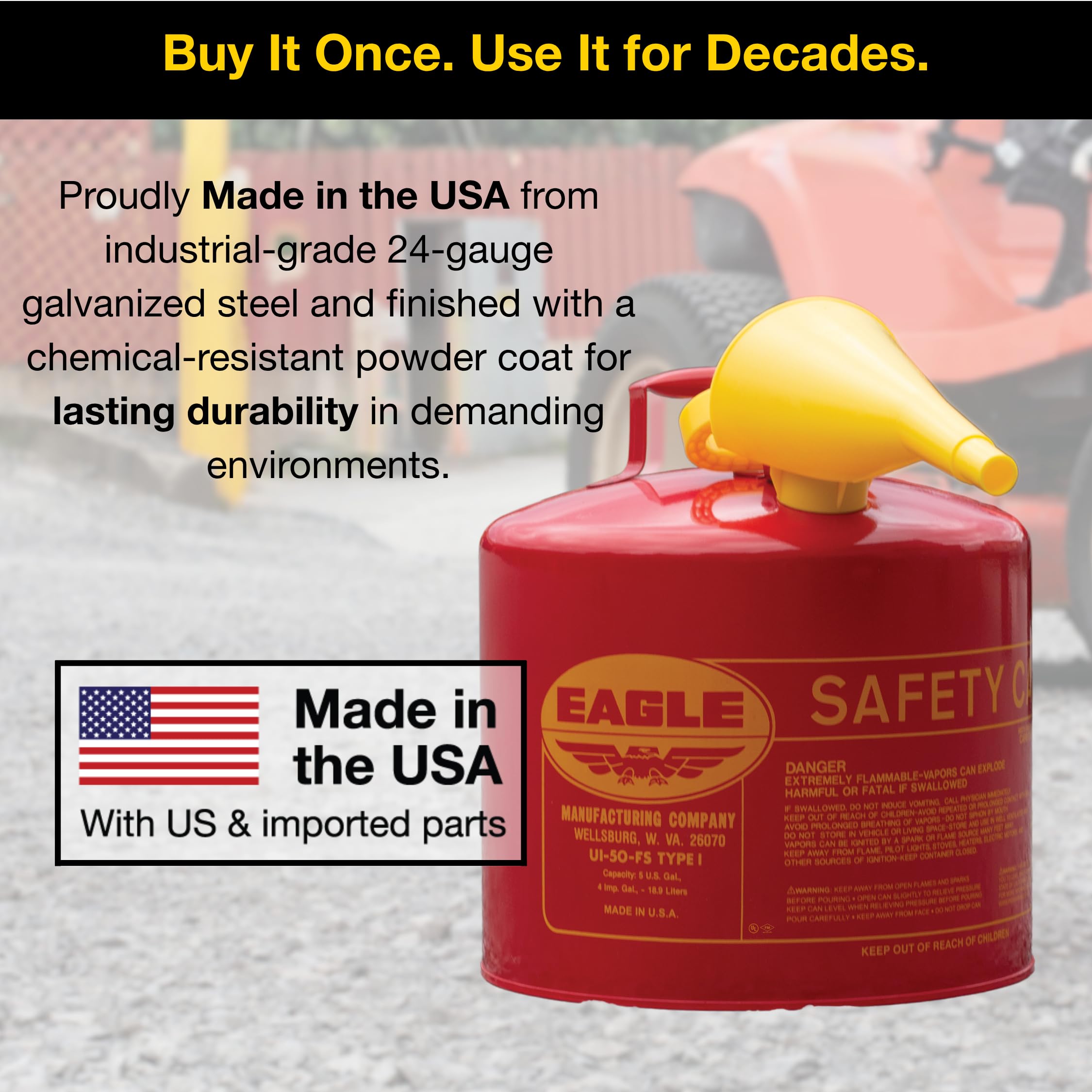 Eagle 5 Gallon Type I Red Safety Gas Can for Gasoline — Amazon image 7