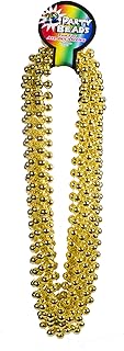Windy City Novelties - 12 Pack Gold 33" Inch Round Gold Metallic Bead Necklace for Women - 4th of July Party Supplies Party Favors Tossing Beads Birthdays Weddings Prizes Giveaways