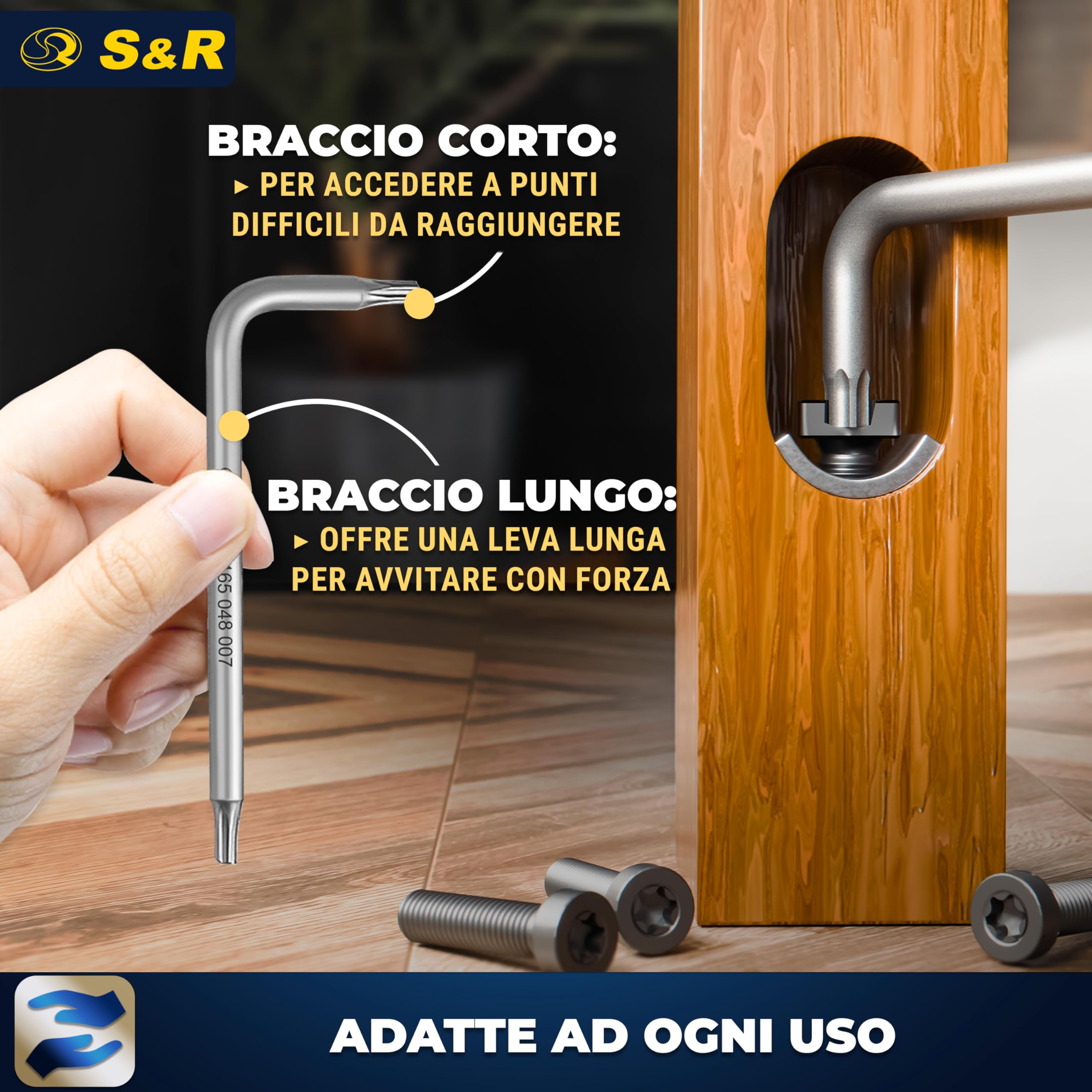 S&R Zestaw kluczy Torx i Allen 15 szt. TX6-TX60 w składanym uchwycie