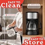 Gourmia Coffee Maker – 5 Cups, One-Touch Brew, Pause & Serve, Auto Keep Warm, Stainless Steel Accents, Black