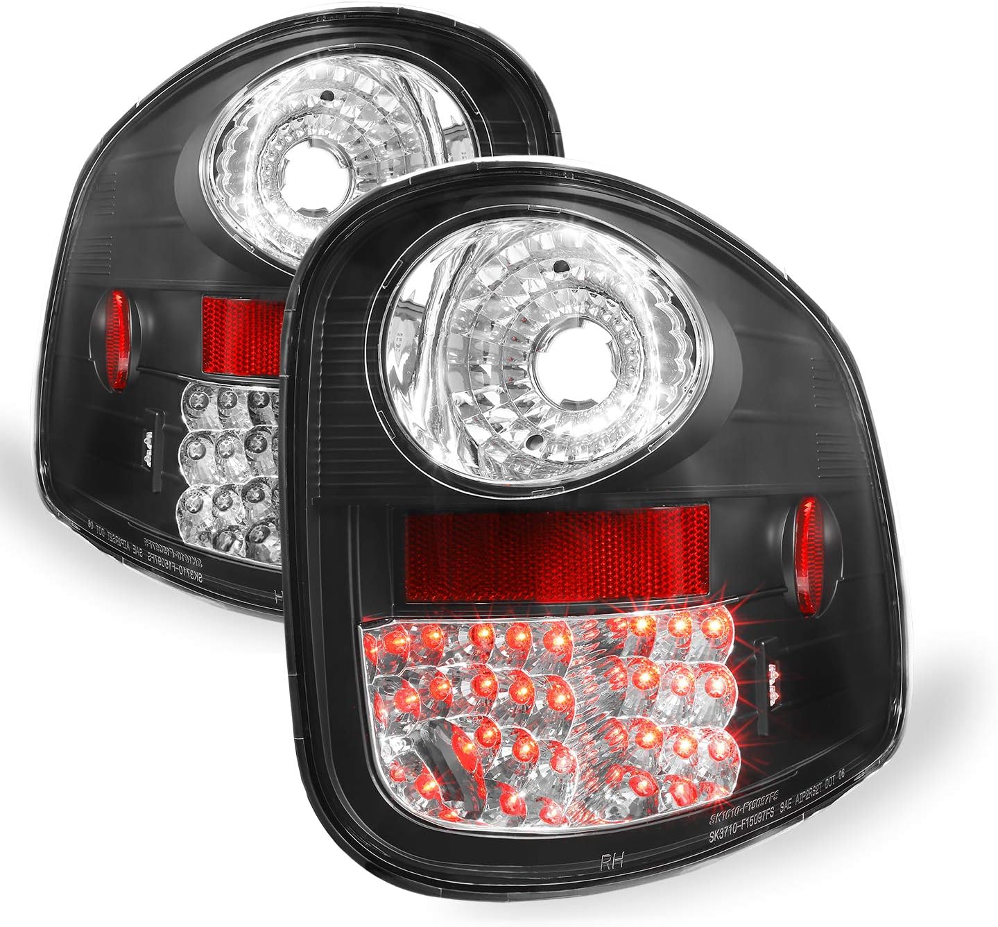 AKKON - For 01-03 Ford F-150/04 F150 Heritage Pickup Truck Flareside Model Black Tail Lights Lamp Pair