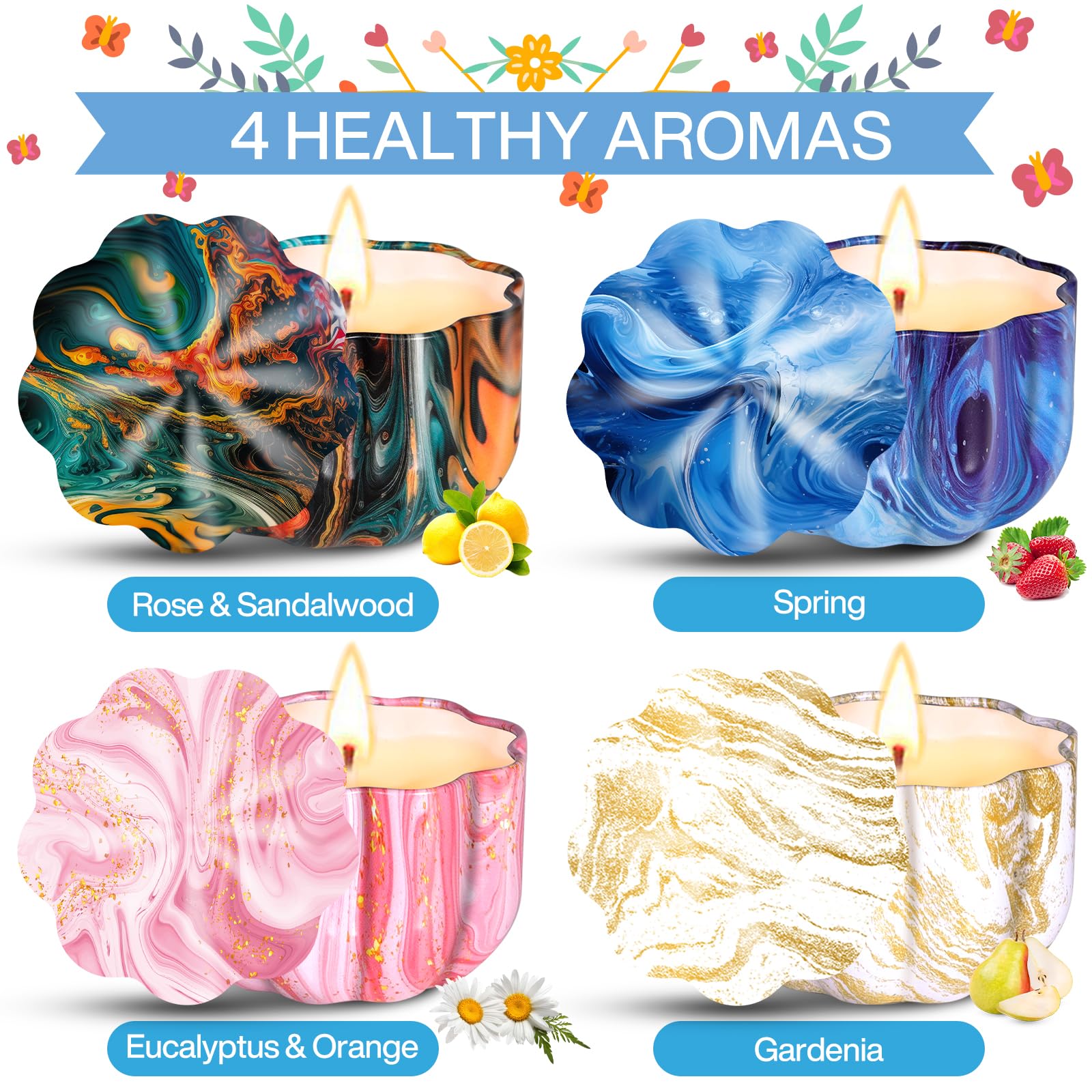 Set 4 Candele Profumate Cera Di Soia - Aromaterapia Per Relax E Stress Relief - Foto 6